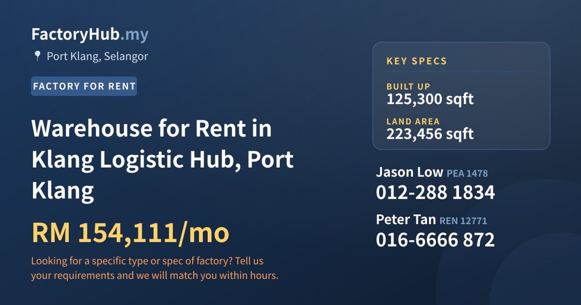 Warehouse for Rent in Klang Logistic Hub, Port Klang - Property image 1 of 2
