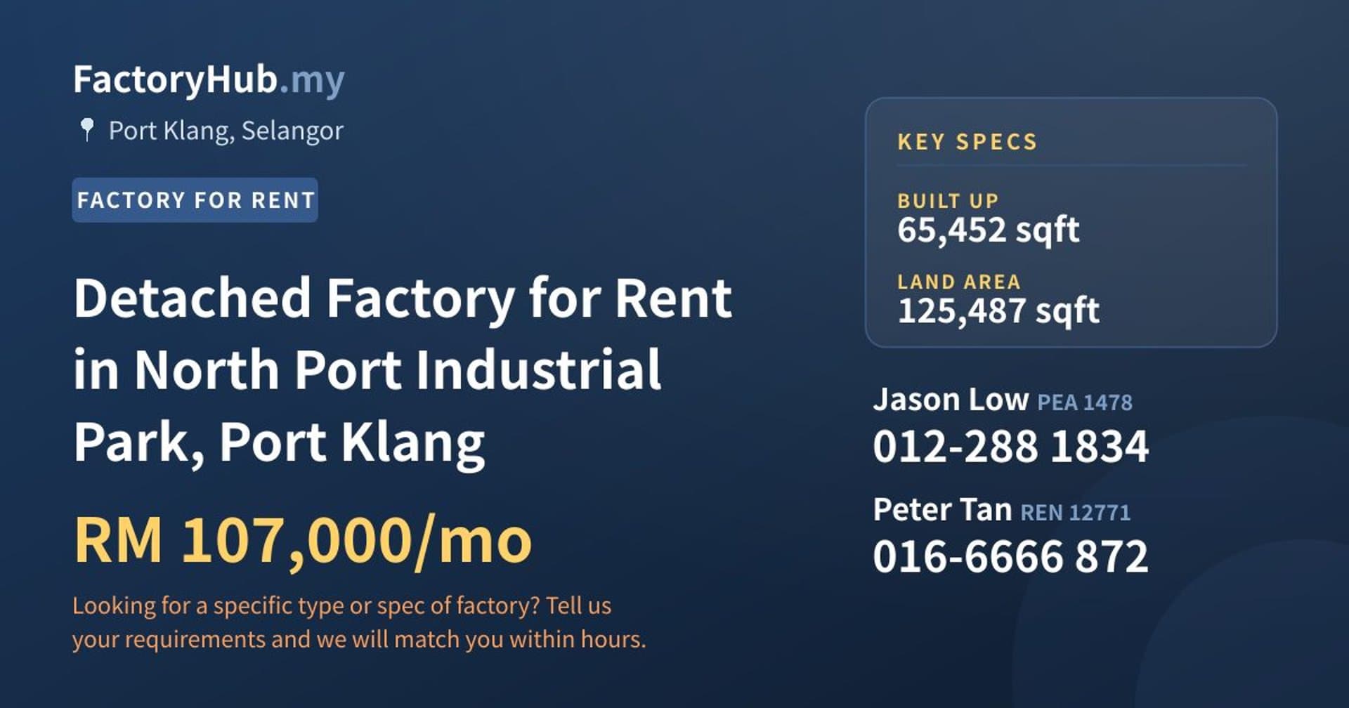 Detached Factory for Rent in North Port Industrial Park, Port Klang - Property image 1 of 2