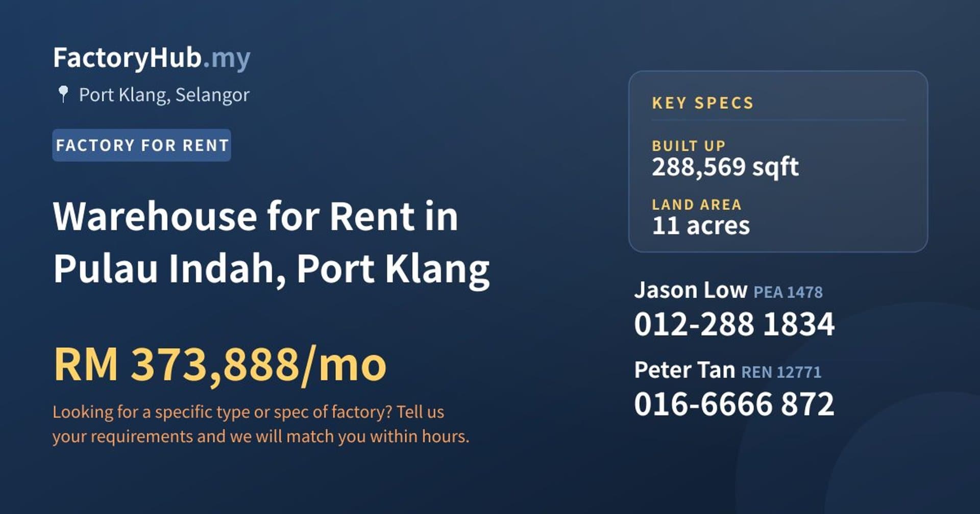 Warehouse for Rent in Pulau Indah, Port Klang - Property image 1 of 2