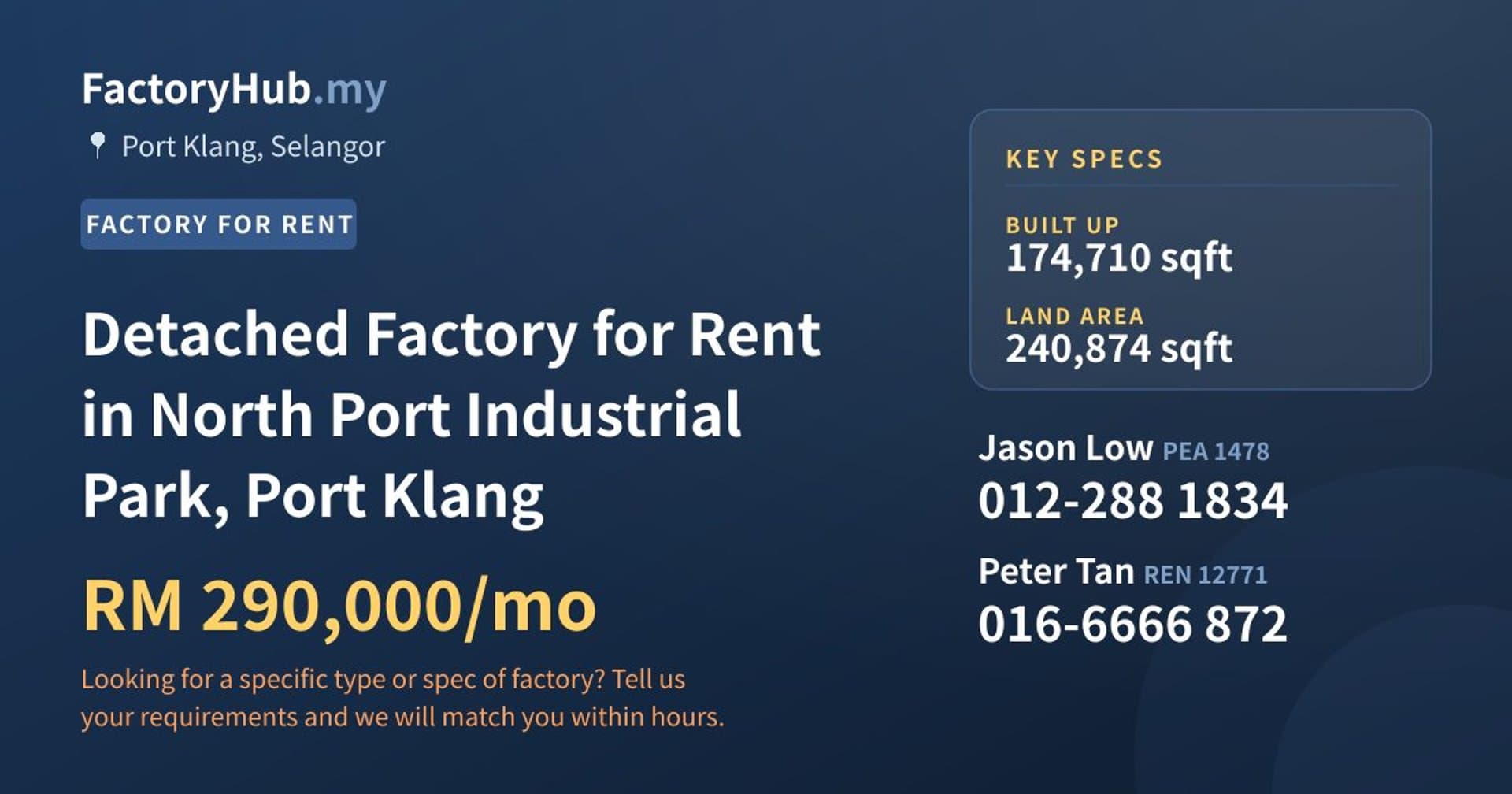 Detached Factory for Rent in North Port Industrial Park, Port Klang - Property image 1 of 2