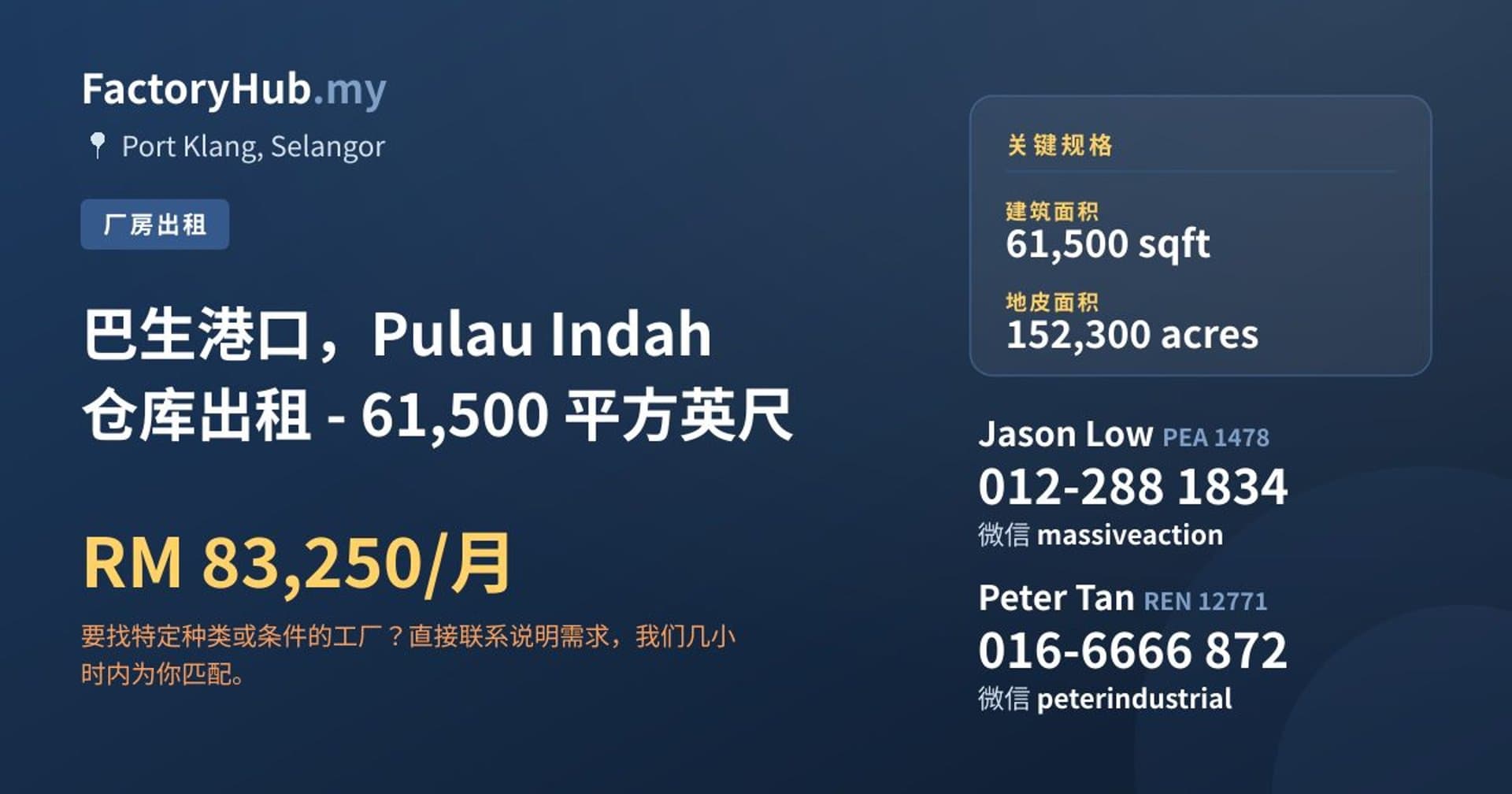巴生港口，Pulau Indah 仓库出租 - 61,500 平方英尺 · 房源图片 1/2