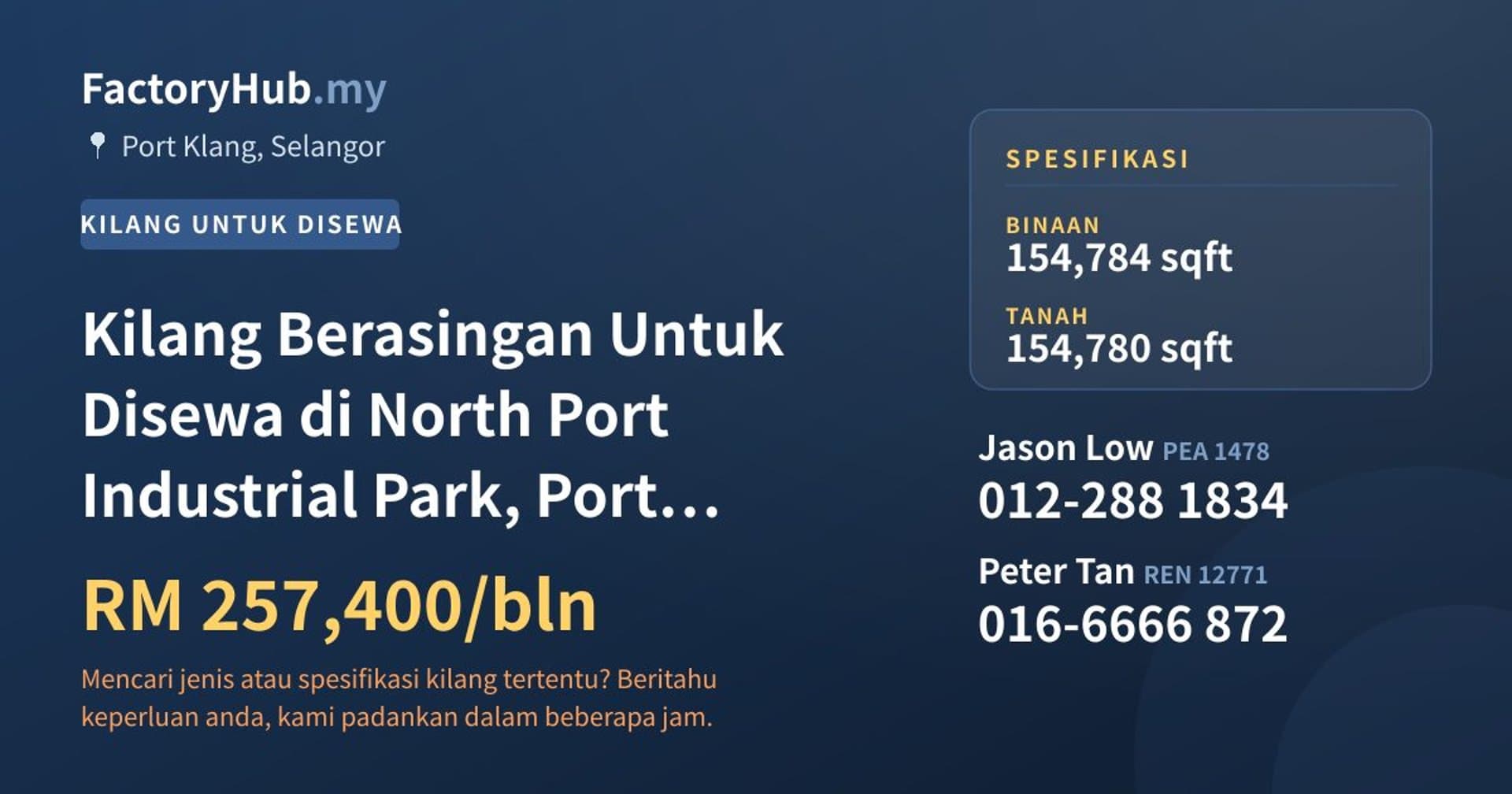 Kilang Berasingan Untuk Disewa di North Port Industrial Park, Port Klang · Imej hartanah 1/2