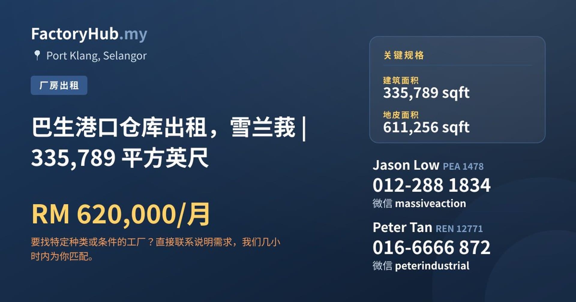 巴生港口仓库出租，雪兰莪 | 335,789 平方英尺 · 房源图片 1/2
