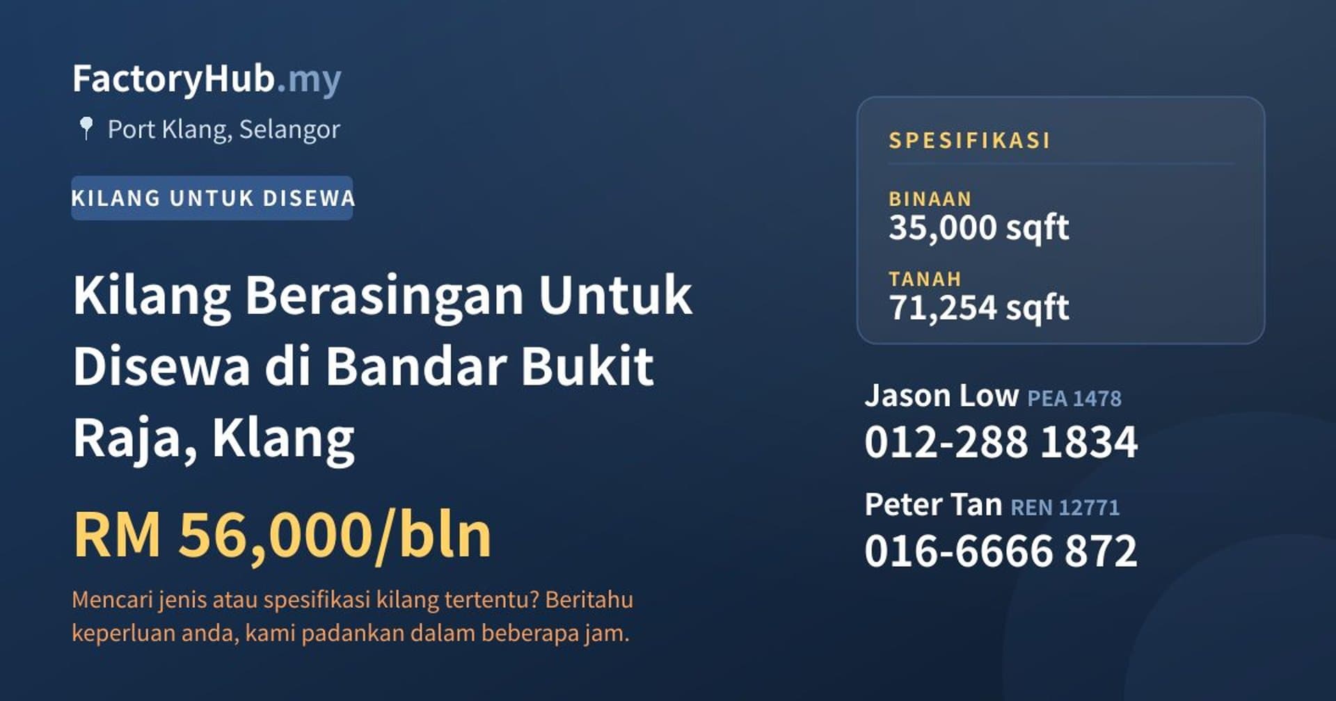Kilang Berasingan Untuk Disewa di Bandar Bukit Raja, Klang · Imej hartanah 1/2