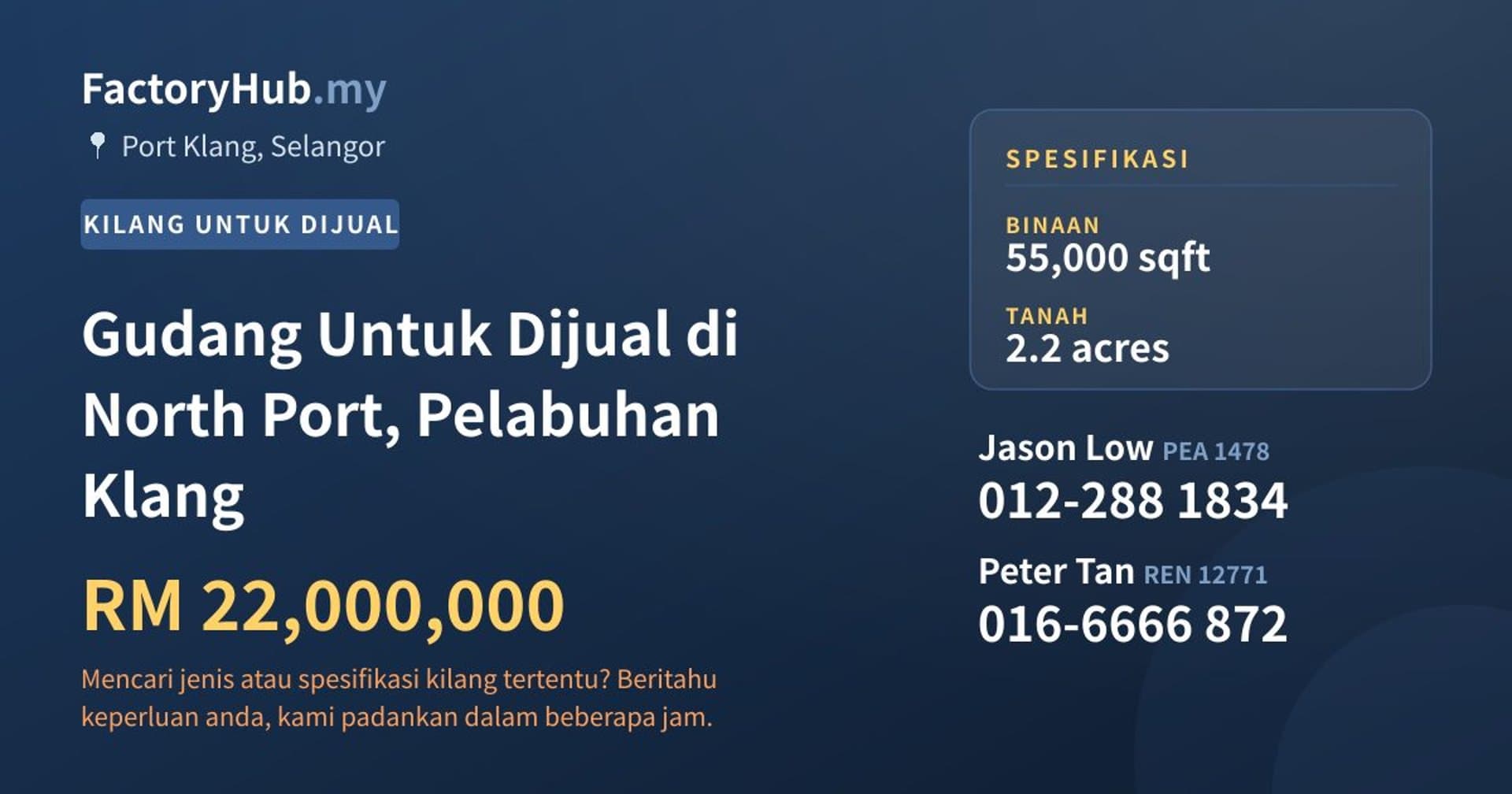 Gudang Untuk Dijual di North Port, Pelabuhan Klang · Imej hartanah 1/2