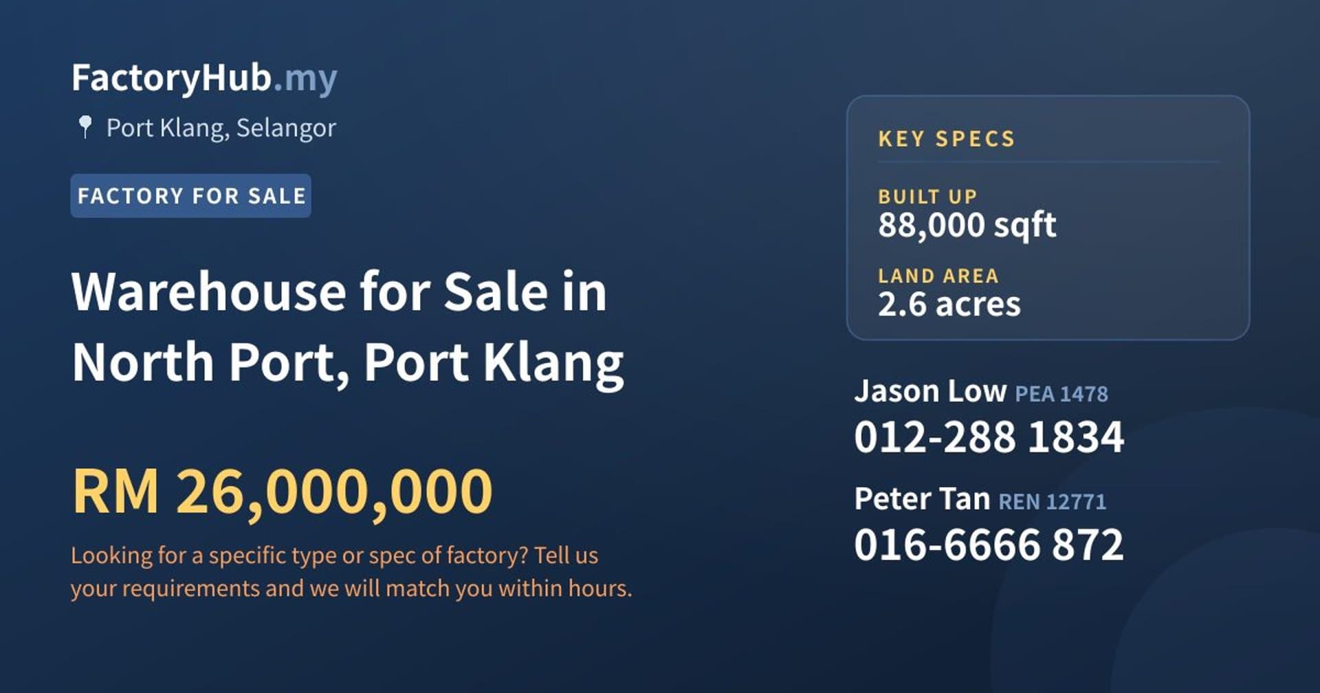 Warehouse for Sale in North Port, Port Klang - Property image 1 of 2