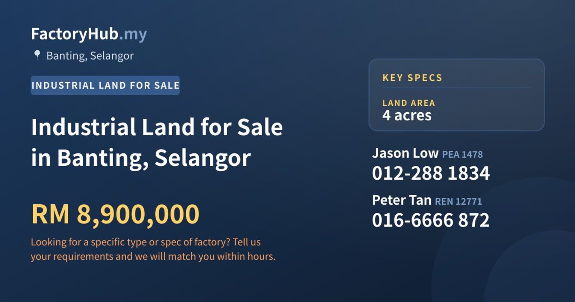 Industrial Land for Sale in Banting, Selangor - Property image 1 of 2