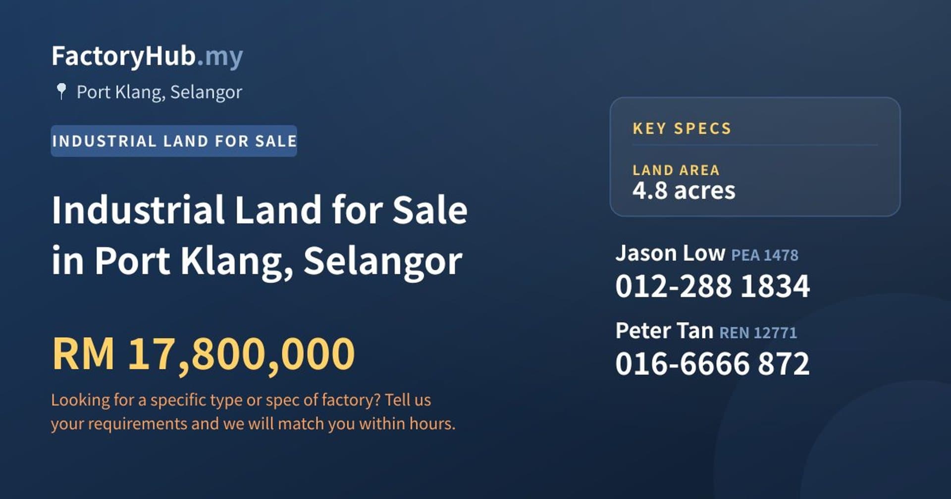 Industrial Land for Sale in Port Klang, Selangor - Property image 1 of 2