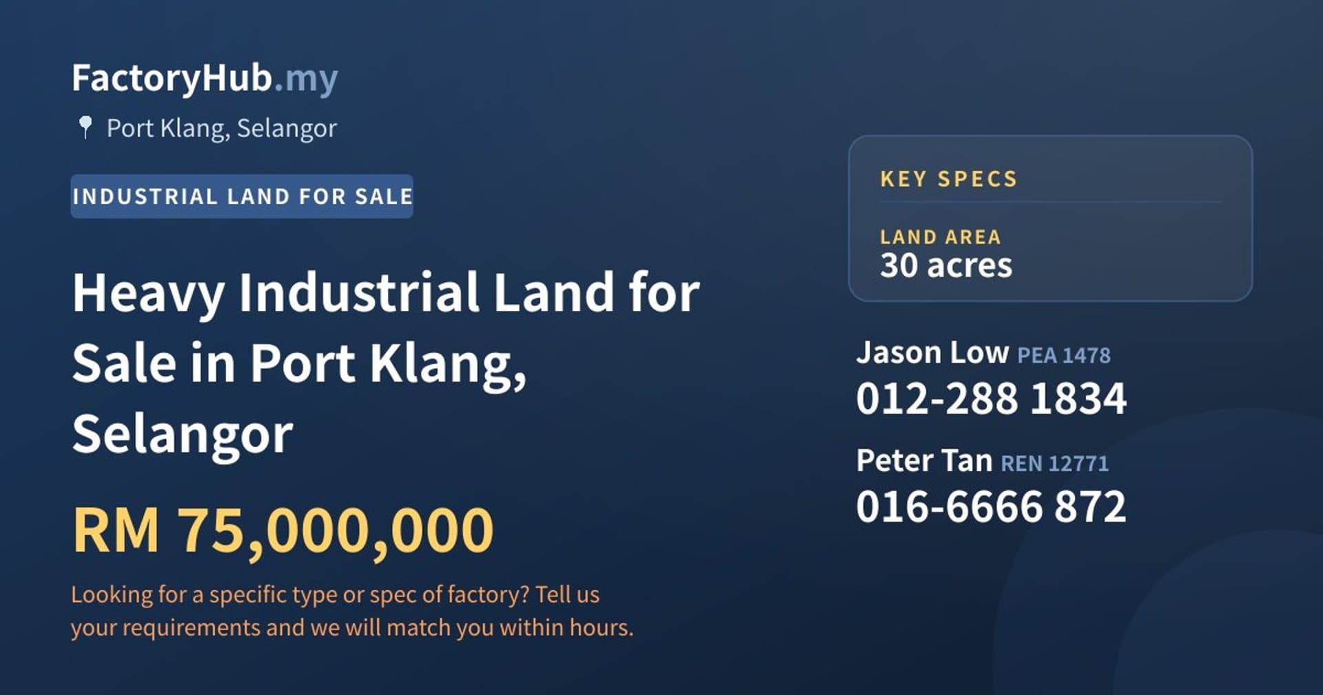 Heavy Industrial Land for Sale in Port Klang, Selangor - Property image 1 of 2