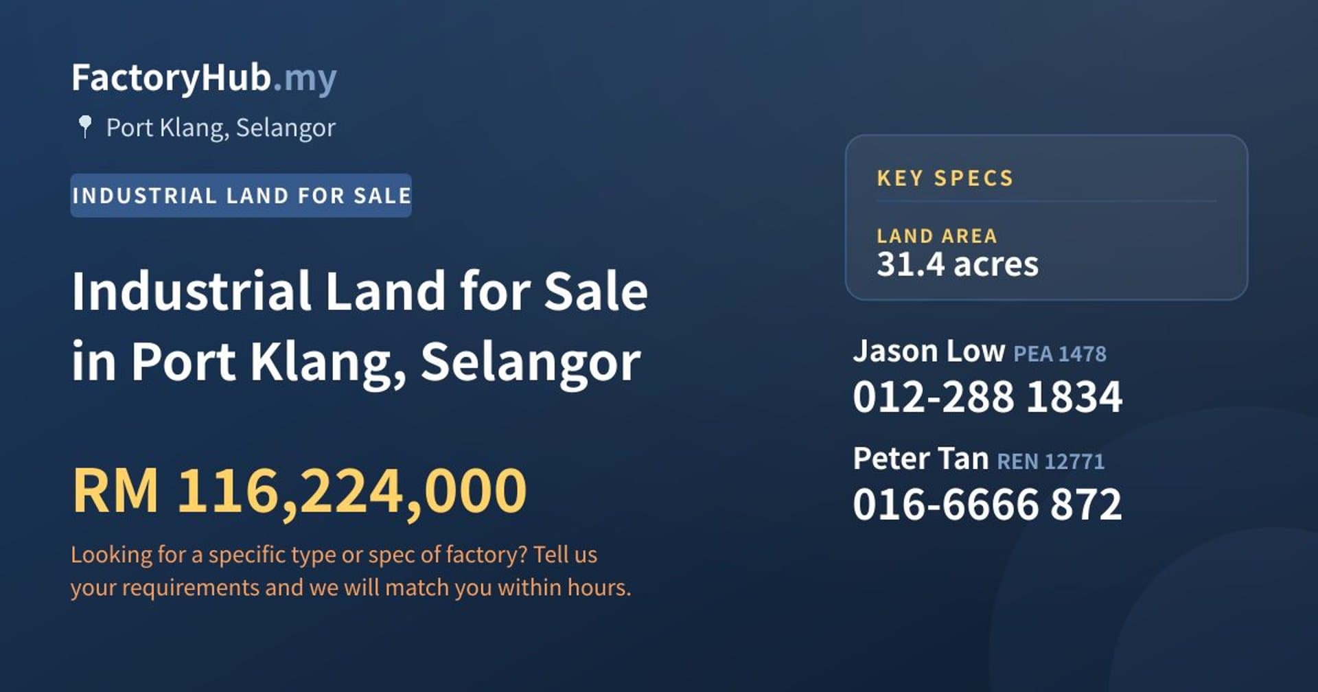 Industrial Land for Sale in Port Klang, Selangor - Property image 1 of 2