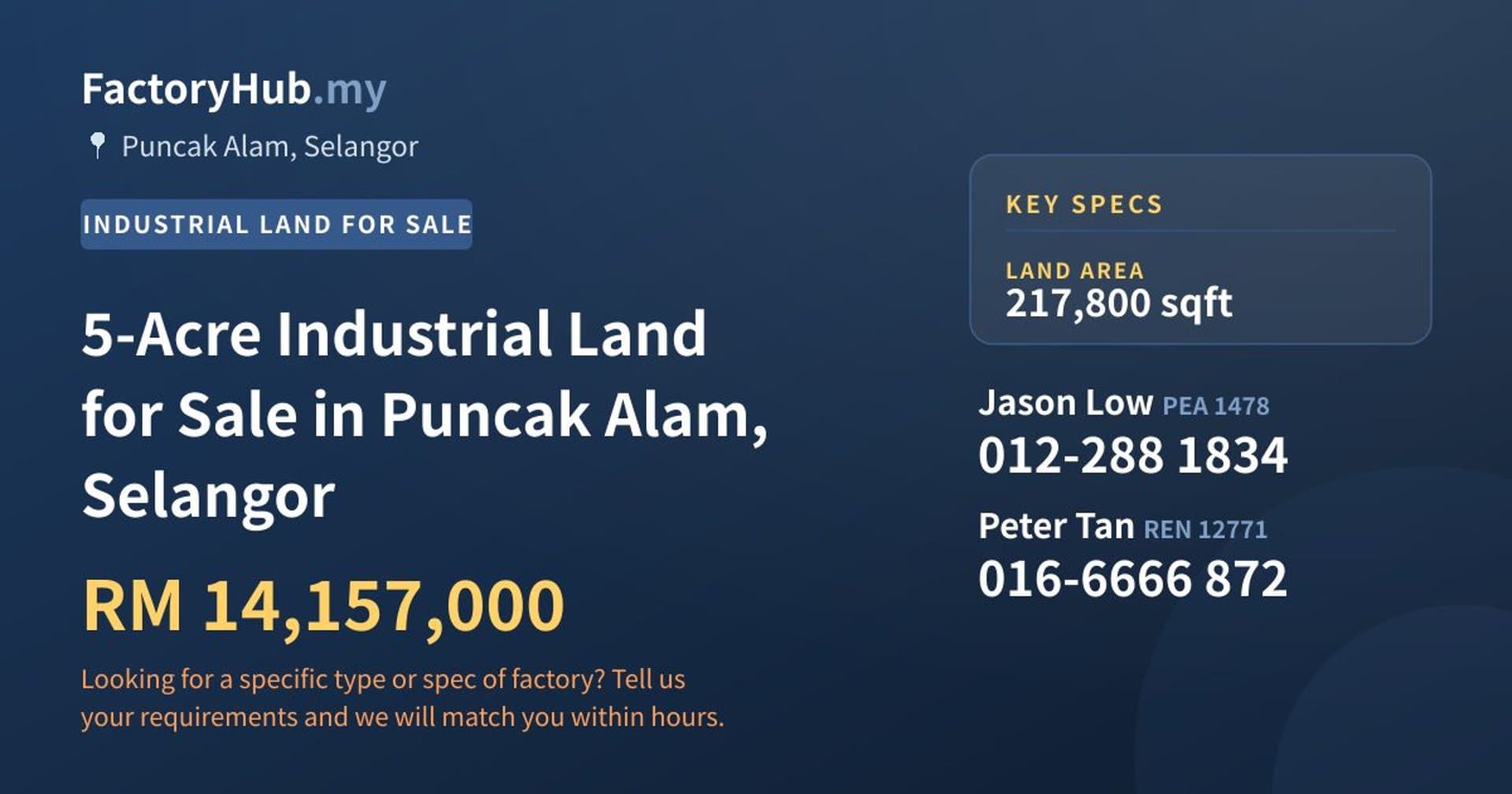 5-Acre Industrial Land for Sale in Puncak Alam, Selangor - Property image 1 of 2