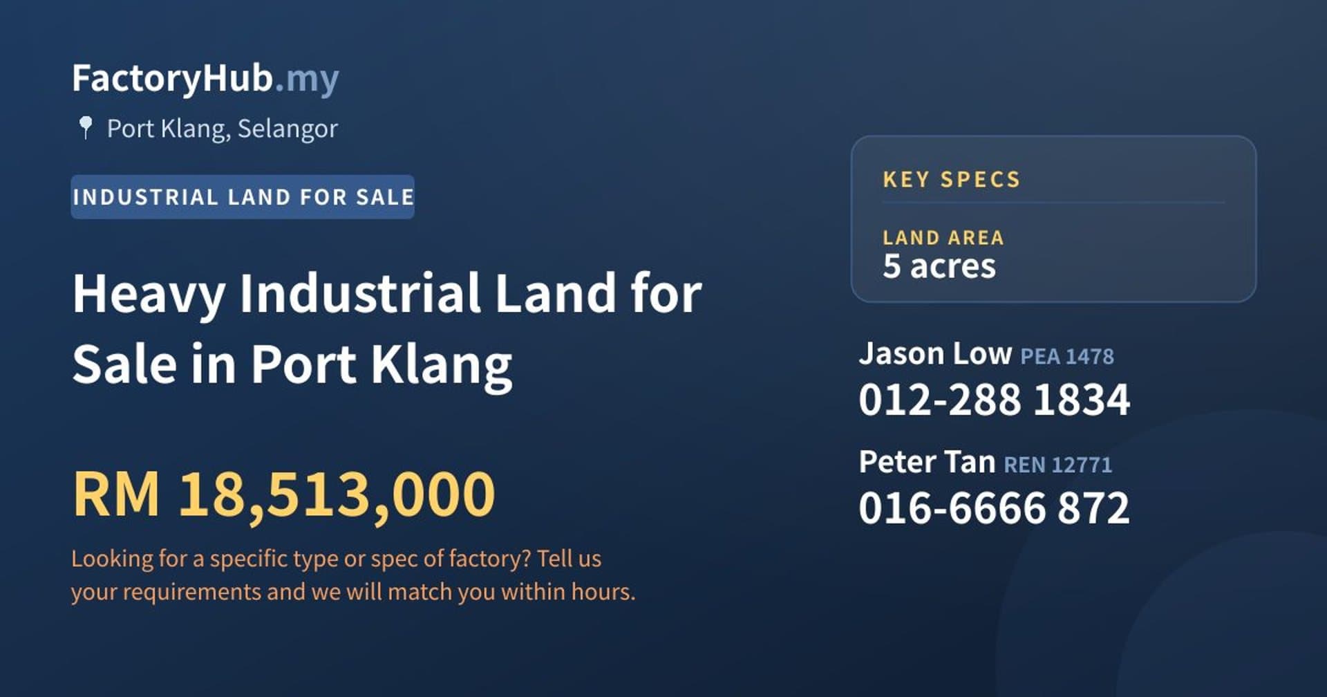 Heavy Industrial Land for Sale in Port Klang - Property image 1 of 2