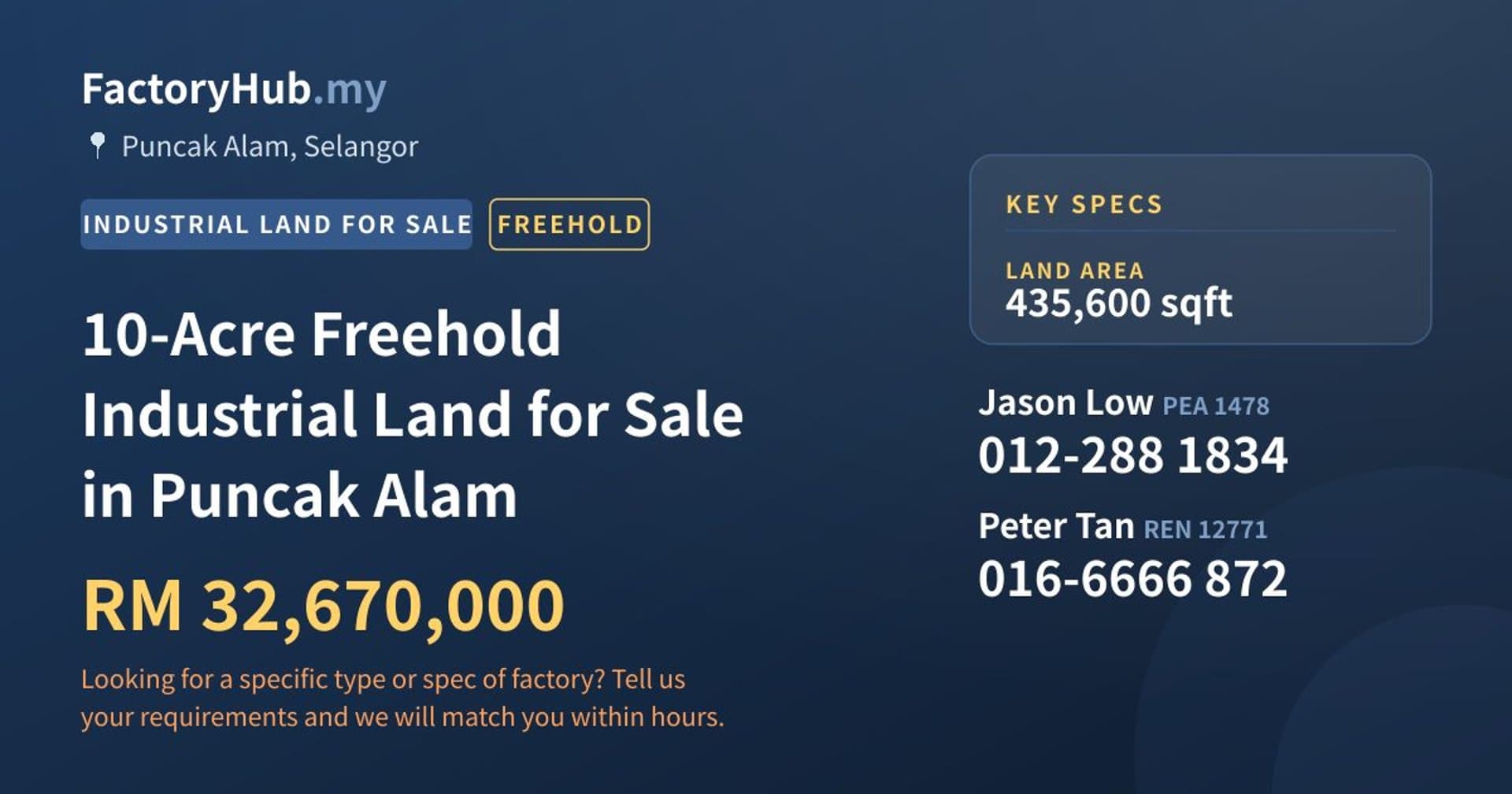 10-Acre Freehold Industrial Land for Sale in Puncak Alam - Property image 1 of 2