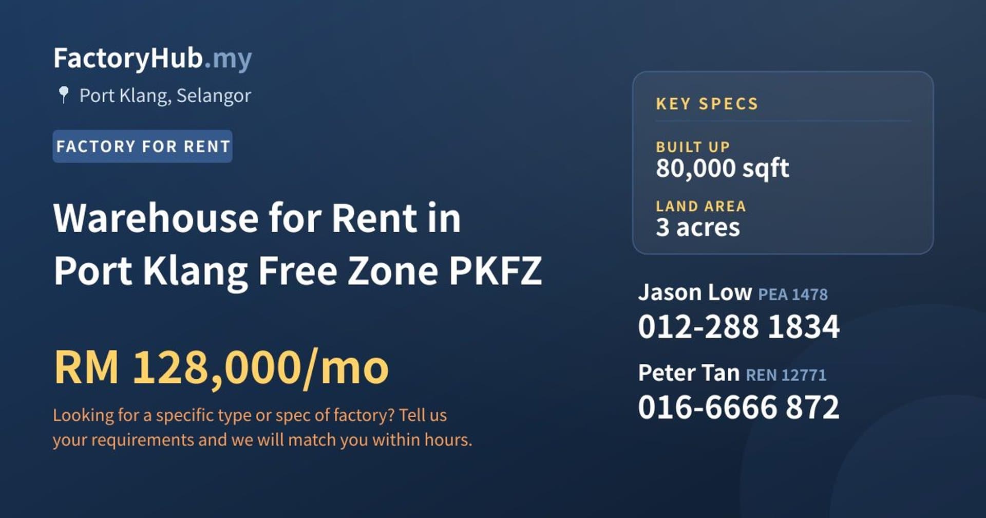 Warehouse for Rent in Port Klang Free Zone PKFZ - Property image 1 of 2