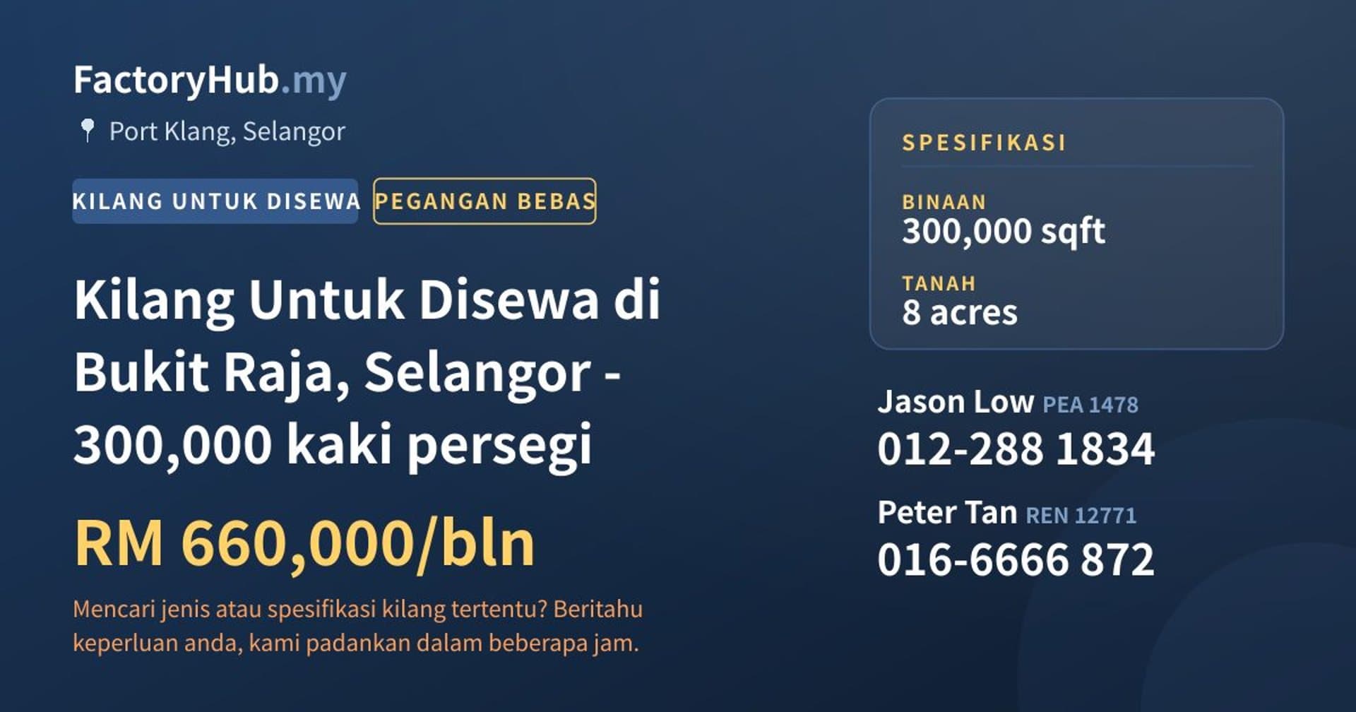Kilang Untuk Disewa di Bukit Raja, Selangor - 300,000 kaki persegi · Imej hartanah 1/2