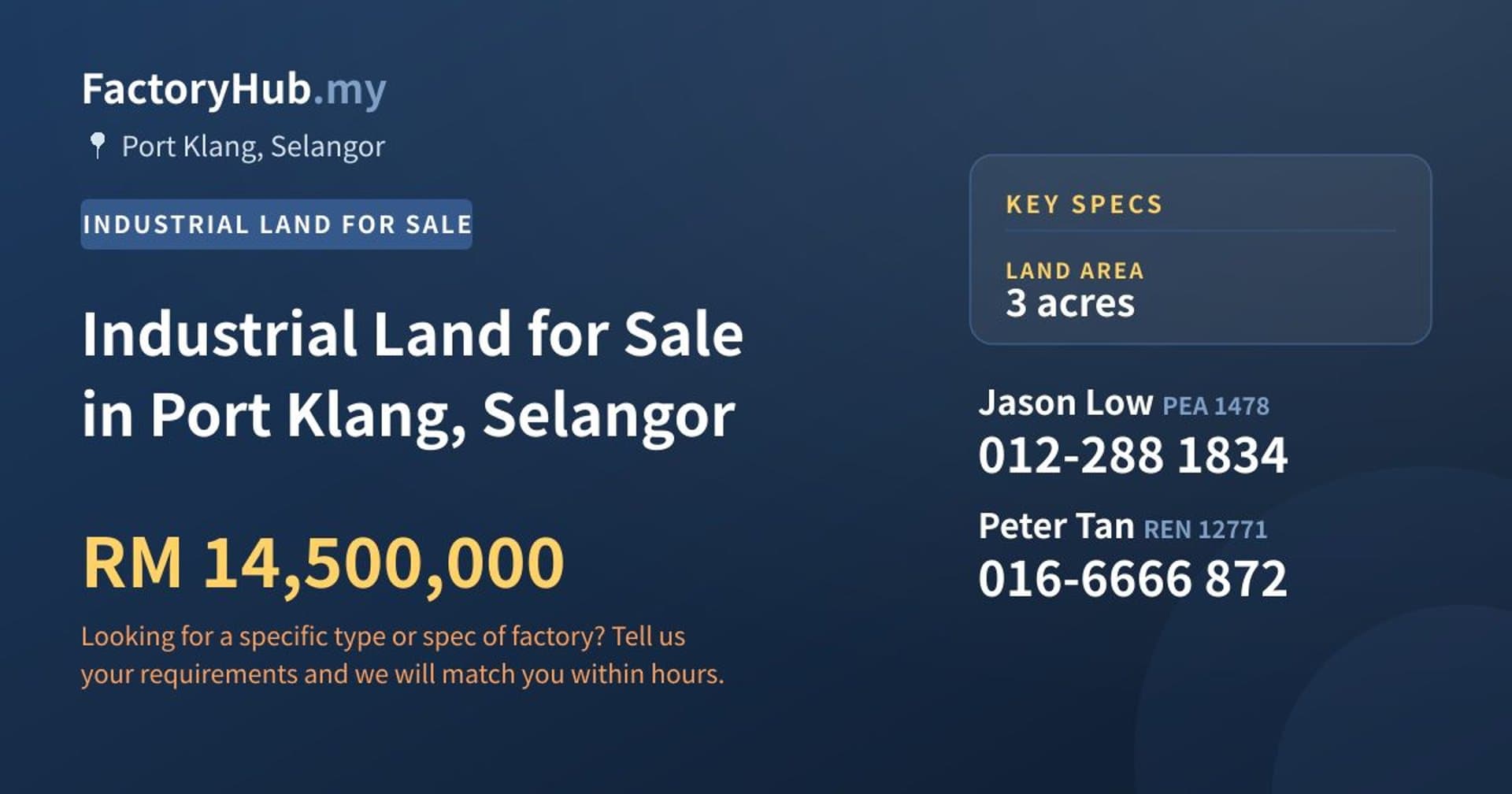 Industrial Land for Sale in Port Klang, Selangor - Property image 1 of 2