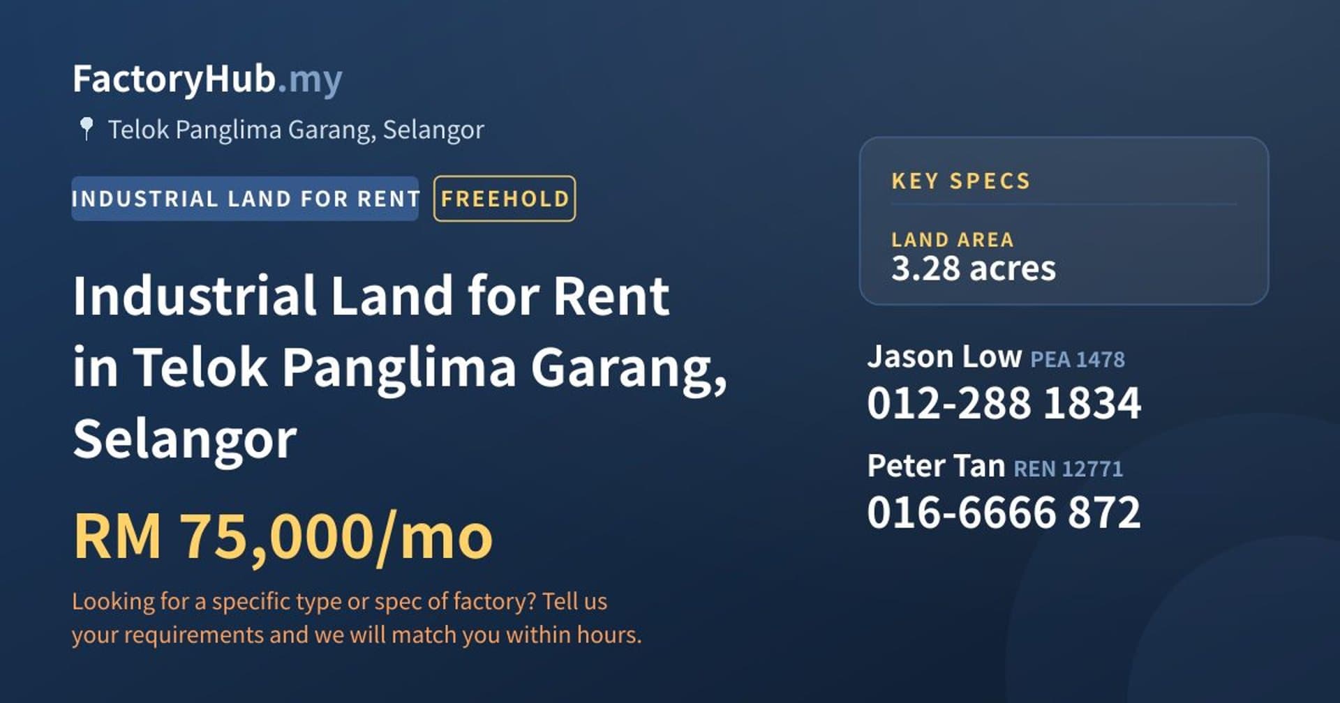 Industrial Land for Rent in Telok Panglima Garang, Selangor - Property image 1 of 2