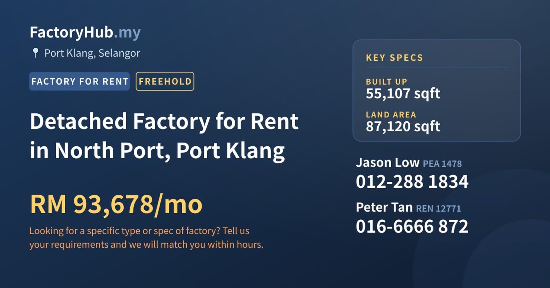 Detached Factory for Rent in North Port, Port Klang - Property image 1 of 2