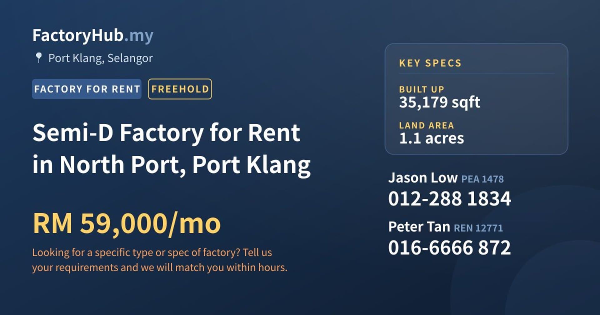 Semi-D Factory for Rent in North Port, Port Klang - Property image 1 of 2