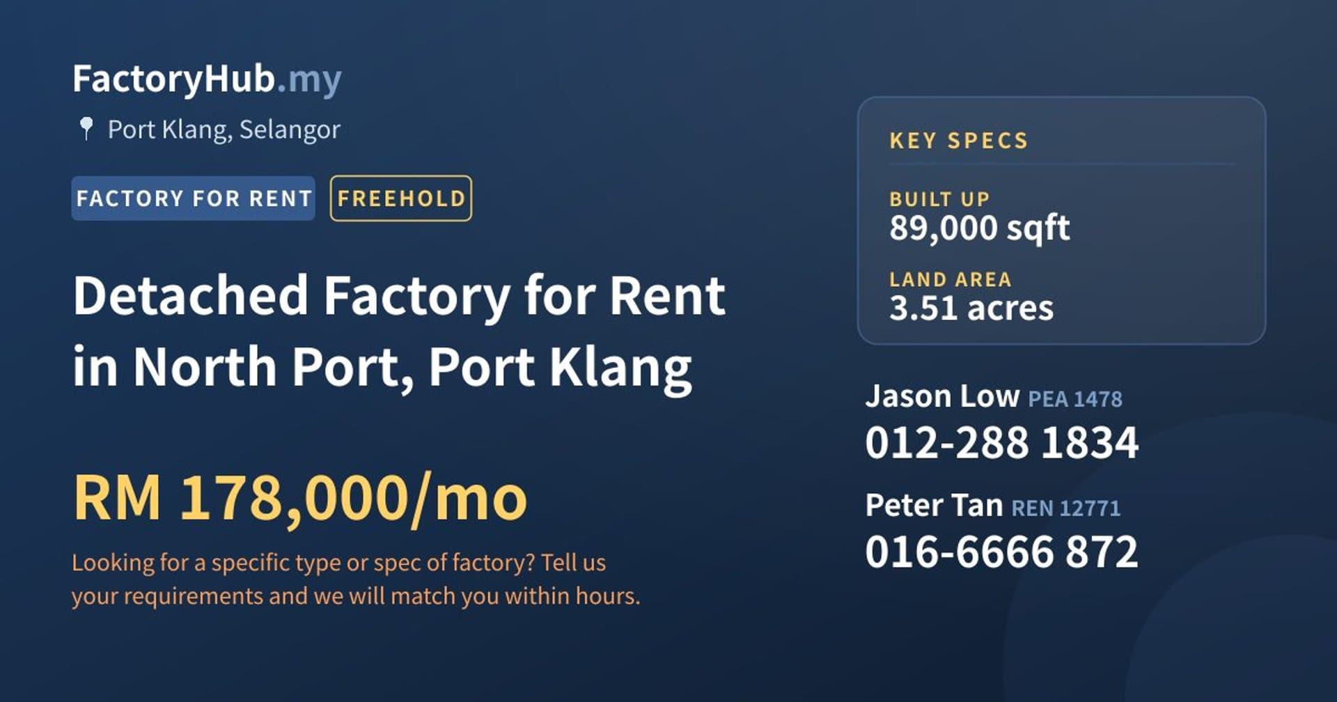 Detached Factory for Rent in North Port, Port Klang - Property image 1 of 2