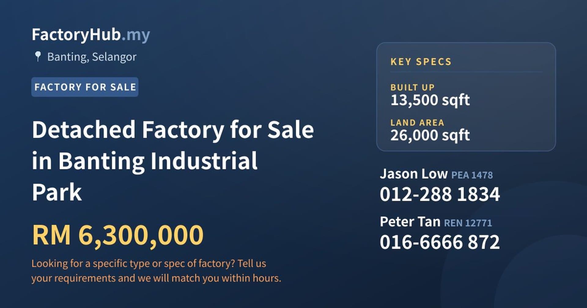 Detached Factory for Sale in Banting Industrial Park - Property image 1 of 2