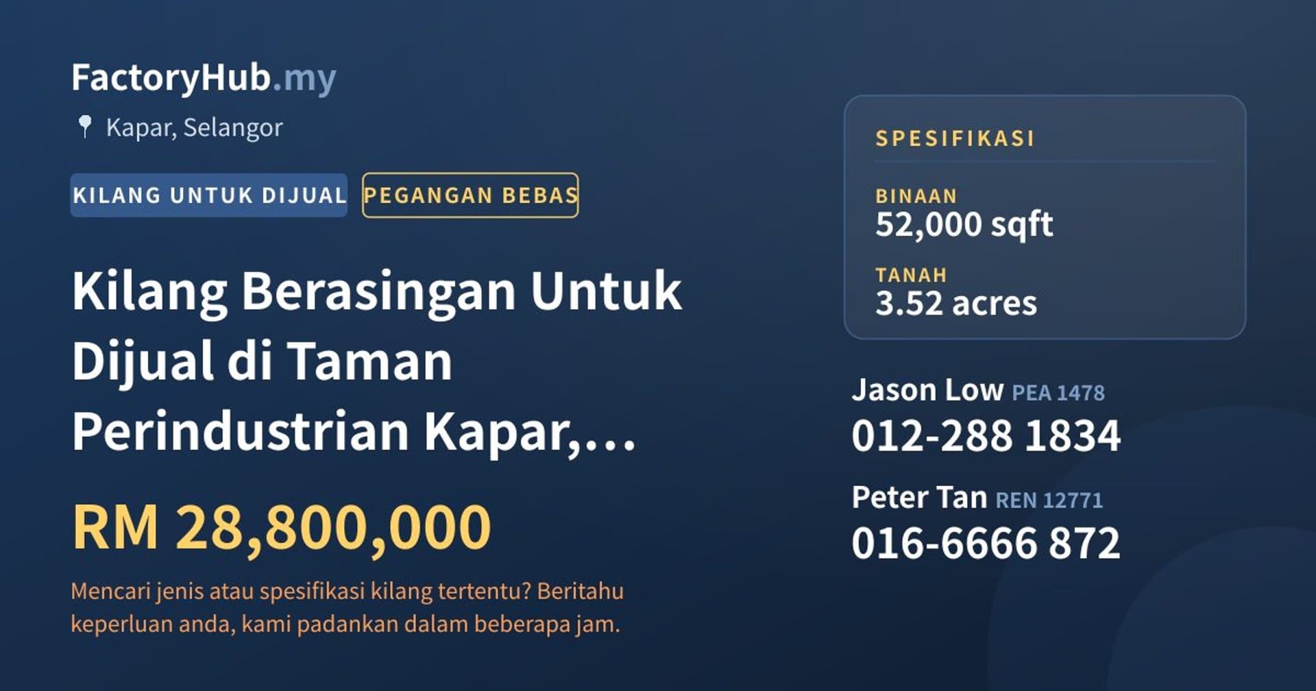 Kilang Berasingan Untuk Dijual di Taman Perindustrian Kapar, Kapar · Imej hartanah 1/2
