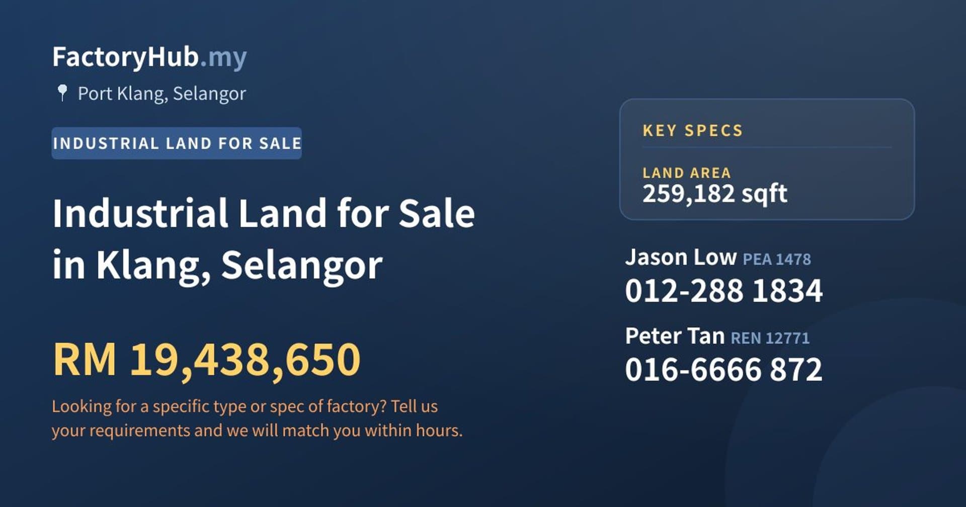 Industrial Land for Sale in Klang, Selangor - Property image 1 of 2