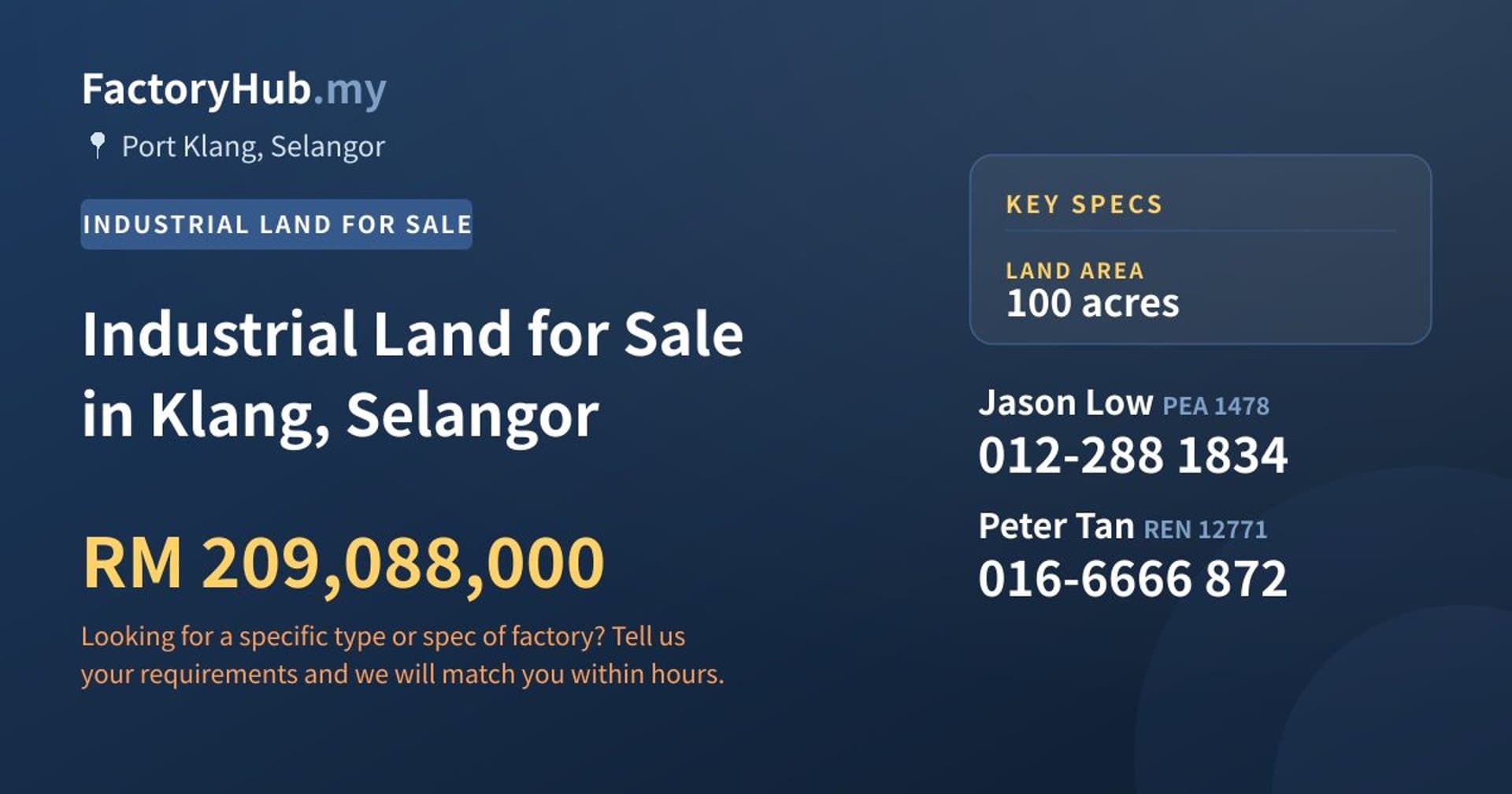 Industrial Land for Sale in Klang, Selangor - Property image 1 of 2