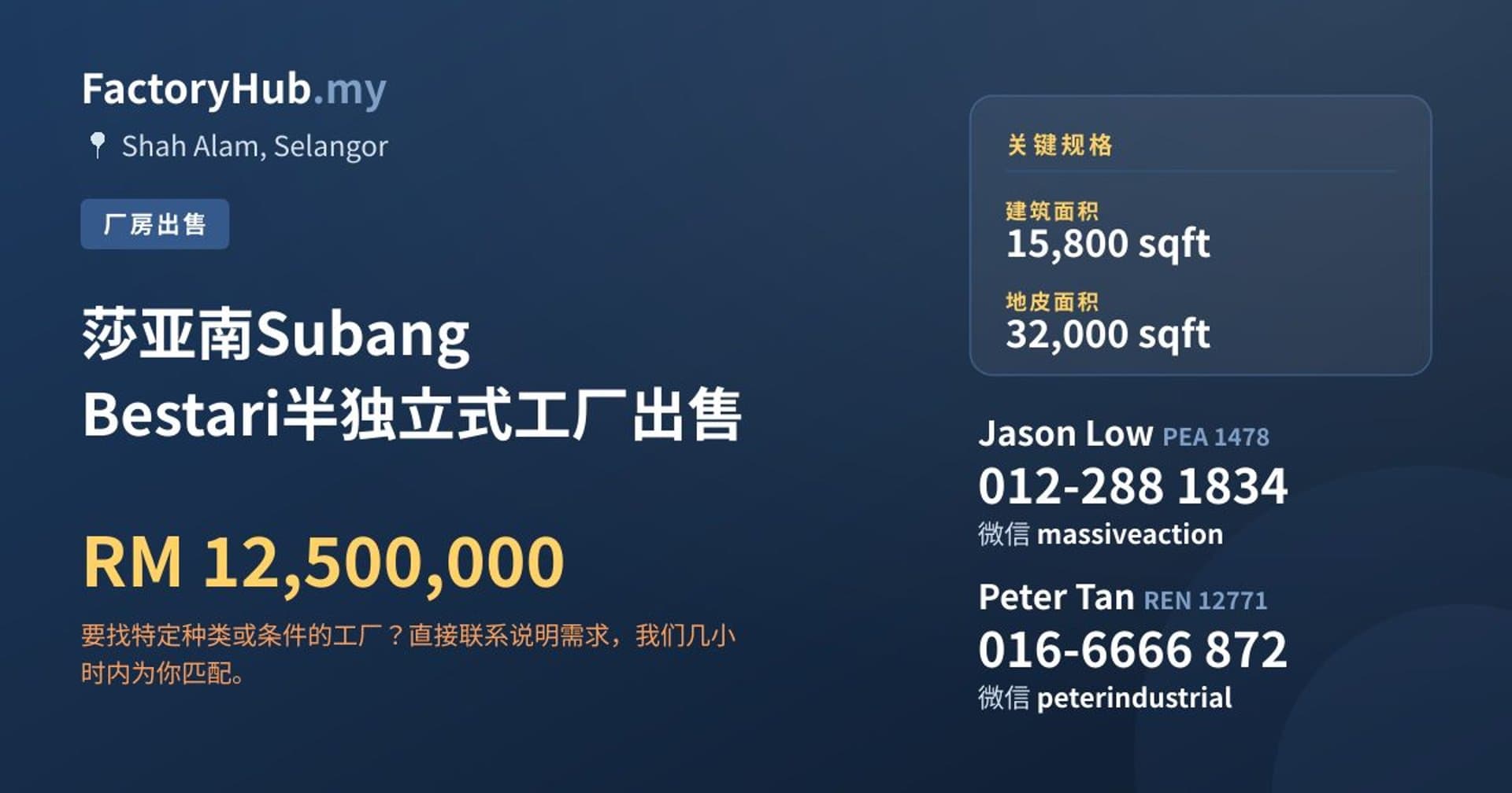 莎亚南Subang Bestari半独立式工厂出售 · 房源图片 1/2