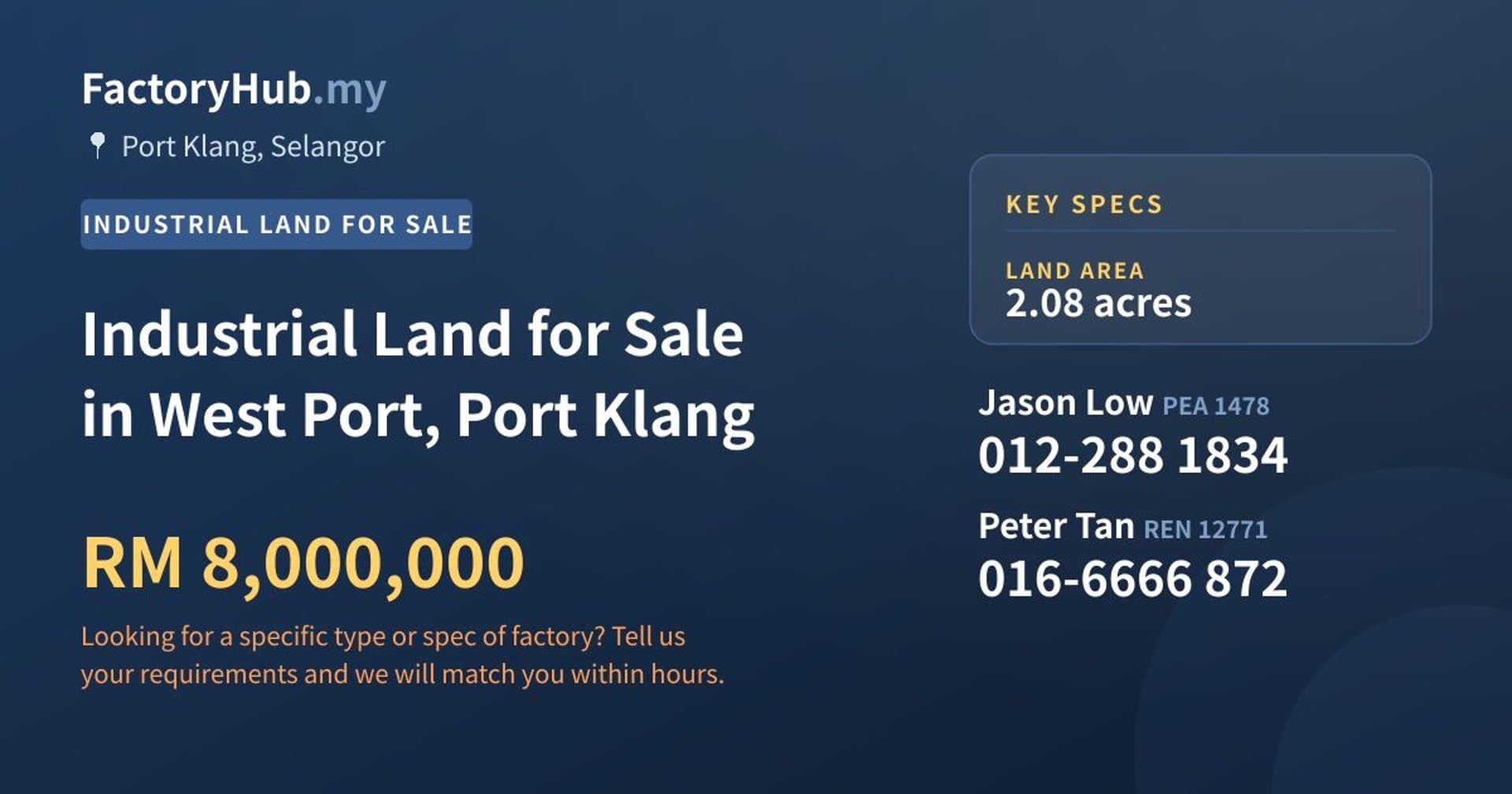 Industrial Land for Sale in West Port, Port Klang - Property image 1 of 2