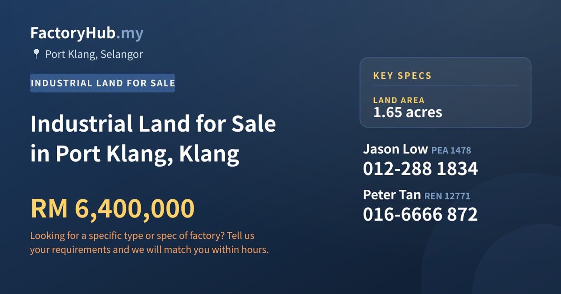 Industrial Land for Sale in Port Klang, Klang - Property image 1 of 2