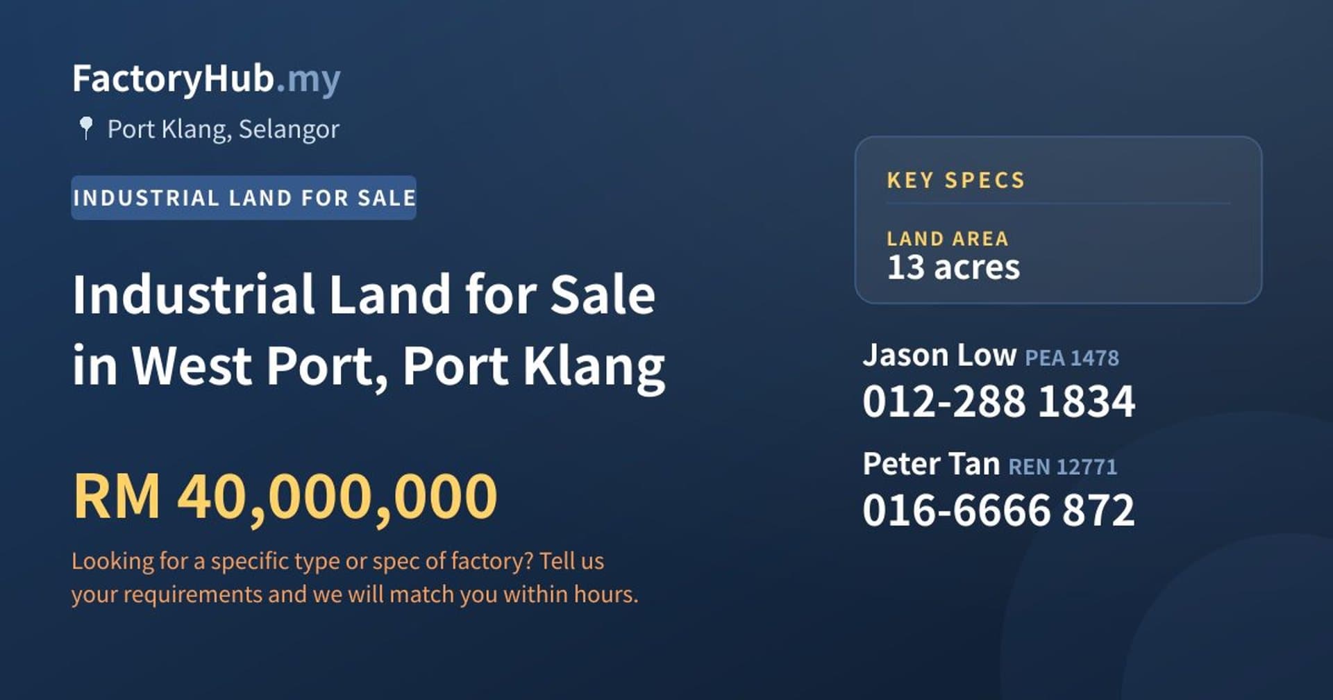 Industrial Land for Sale in West Port, Port Klang - Property image 1 of 2