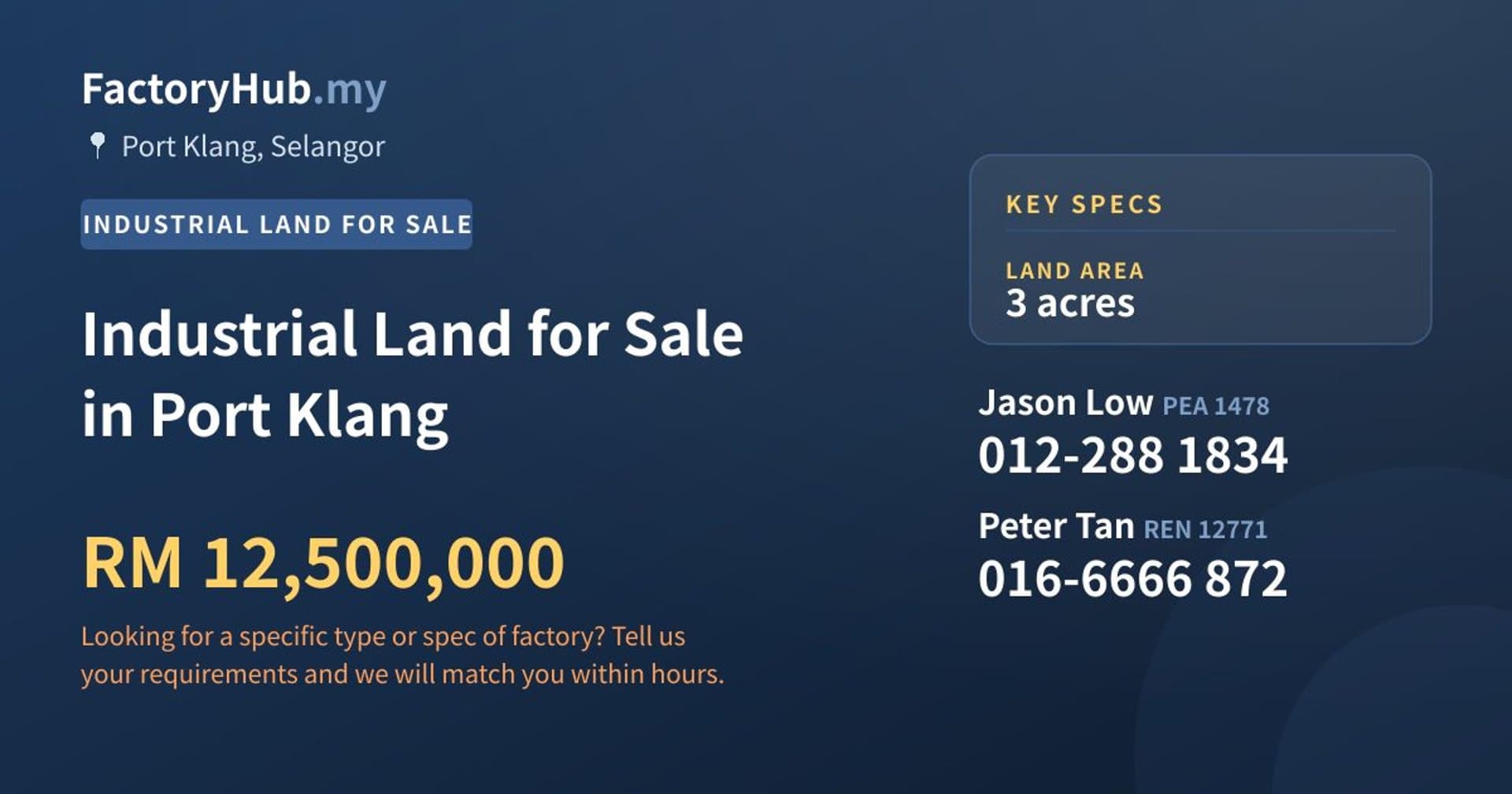 Industrial Land for Sale in Port Klang - Property image 1 of 2