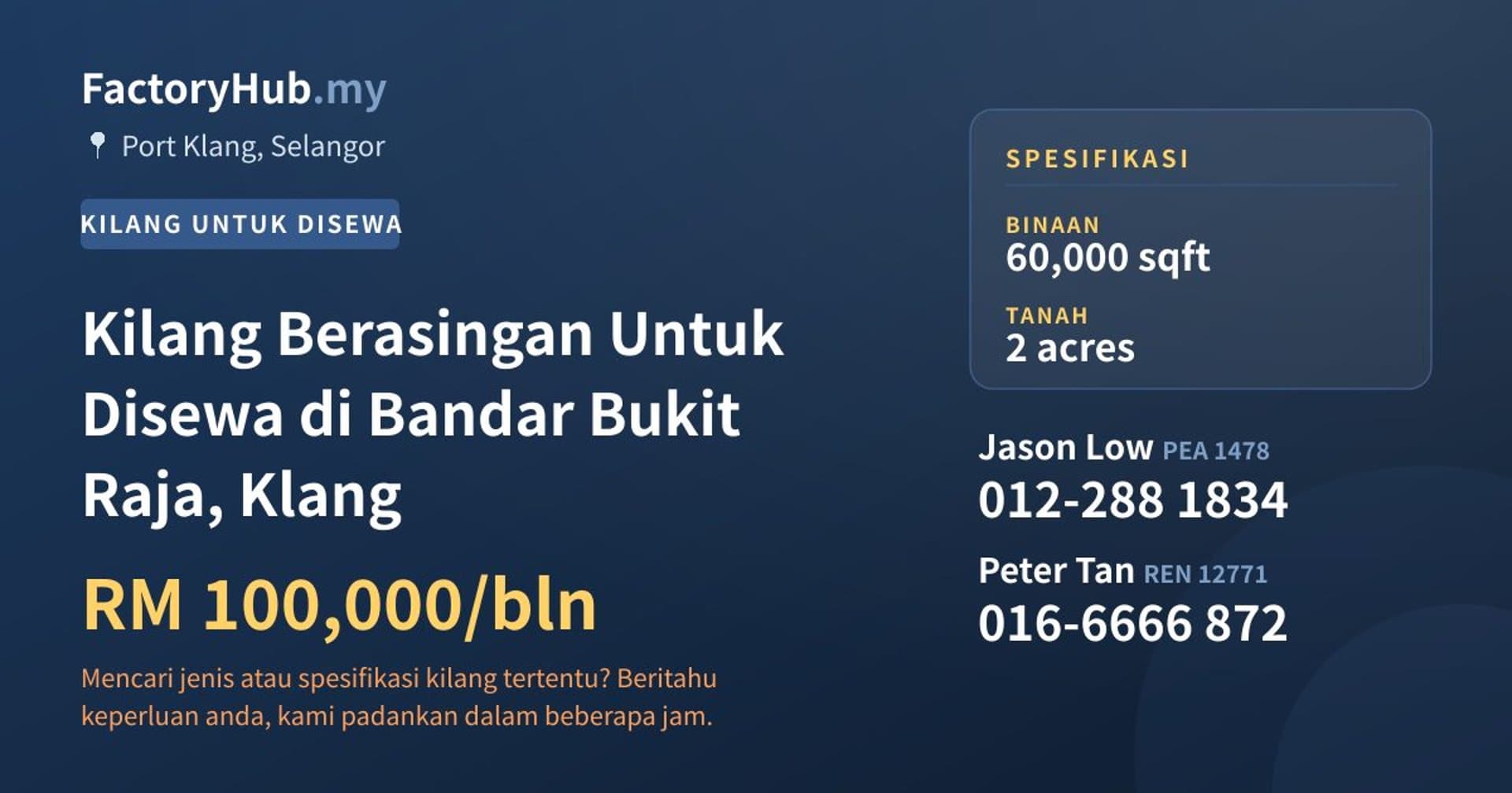 Kilang Berasingan Untuk Disewa di Bandar Bukit Raja, Klang · Imej hartanah 1/2