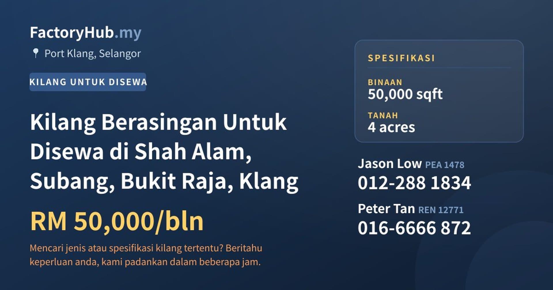 Kilang Berasingan Untuk Disewa di Shah Alam, Subang, Bukit Raja, Klang · Imej hartanah 1/2
