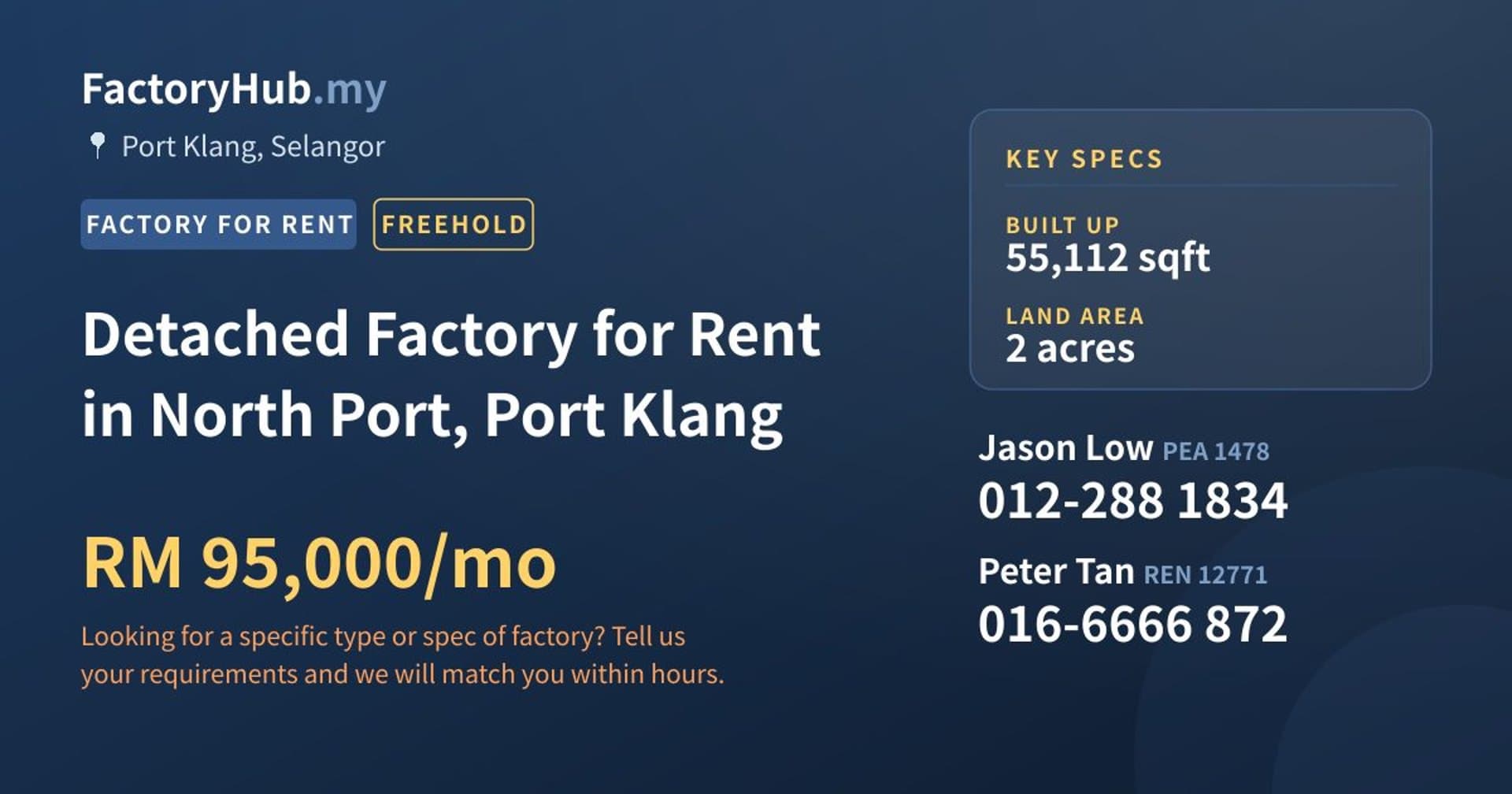 Detached Factory for Rent in North Port, Port Klang - Property image 1 of 2