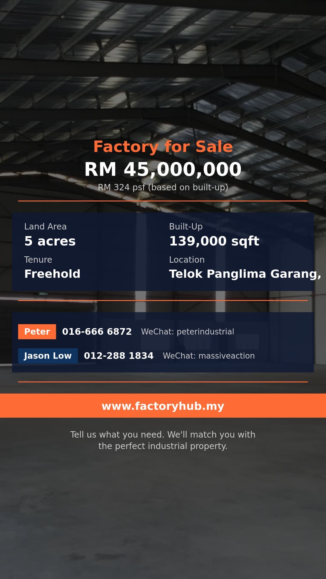Factory For Sale - New 5 Acres Factory for Sale in Telok Panglima Garang - Telok Panglima Garang, Selangor Factory For Sale - New 5 Acres Factory for Sale in Telok Panglima Garang - Telok Panglima Garang, Selangor