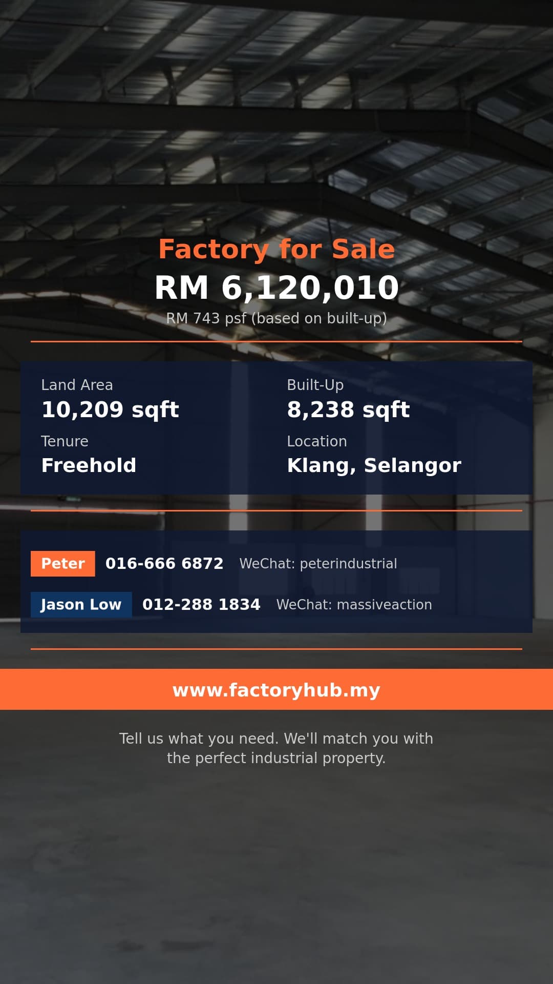 Factory For Sale - Freehold Semi-D Factory for Sale in Bukit Raja – RM6.12M 10209sf - Port Klang, Selangor Factory For Sale - Freehold Semi-D Factory for Sale in Bukit Raja – RM6.12M 10209sf - Port Klang, Selangor