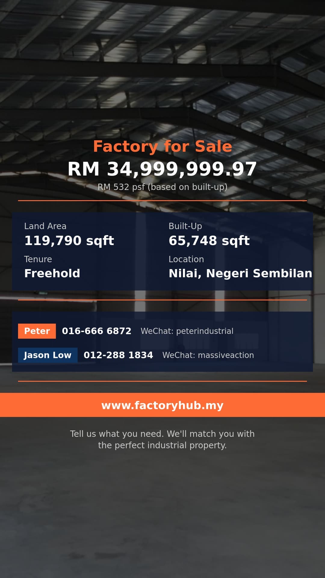 Factory For Sale - Freehold Detached Factory for Sale Nilai | 2850Amp High Power, 40ft Ceiling - Nilai, Negeri Sembilan Factory For Sale - Freehold Detached Factory for Sale Nilai | 2850Amp High Power, 40ft Ceiling - Nilai, Negeri Sembilan
