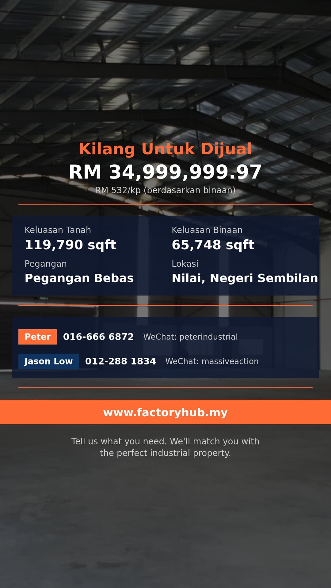 Kilang Untuk Dijual - Kilang Berasingan Pegangan Bebas Dijual Nilai | Kuasa 1600Amp, Siling 40 kaki - Nilai, Negeri Sembilan Kilang Untuk Dijual - Kilang Berasingan Pegangan Bebas Dijual Nilai | Kuasa 1600Amp, Siling 40 kaki - Nilai, Negeri Sembilan