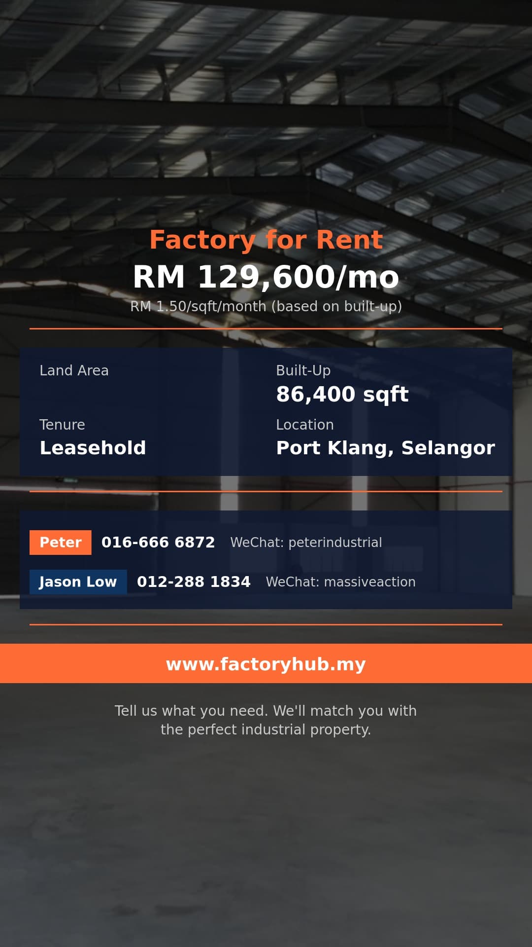 Factory For Rent - Port Klang Warehouse for Rent – RM129.6K/mo 86400sf - Port Klang, Selangor Factory For Rent - Port Klang Warehouse for Rent – RM129.6K/mo 86400sf - Port Klang, Selangor