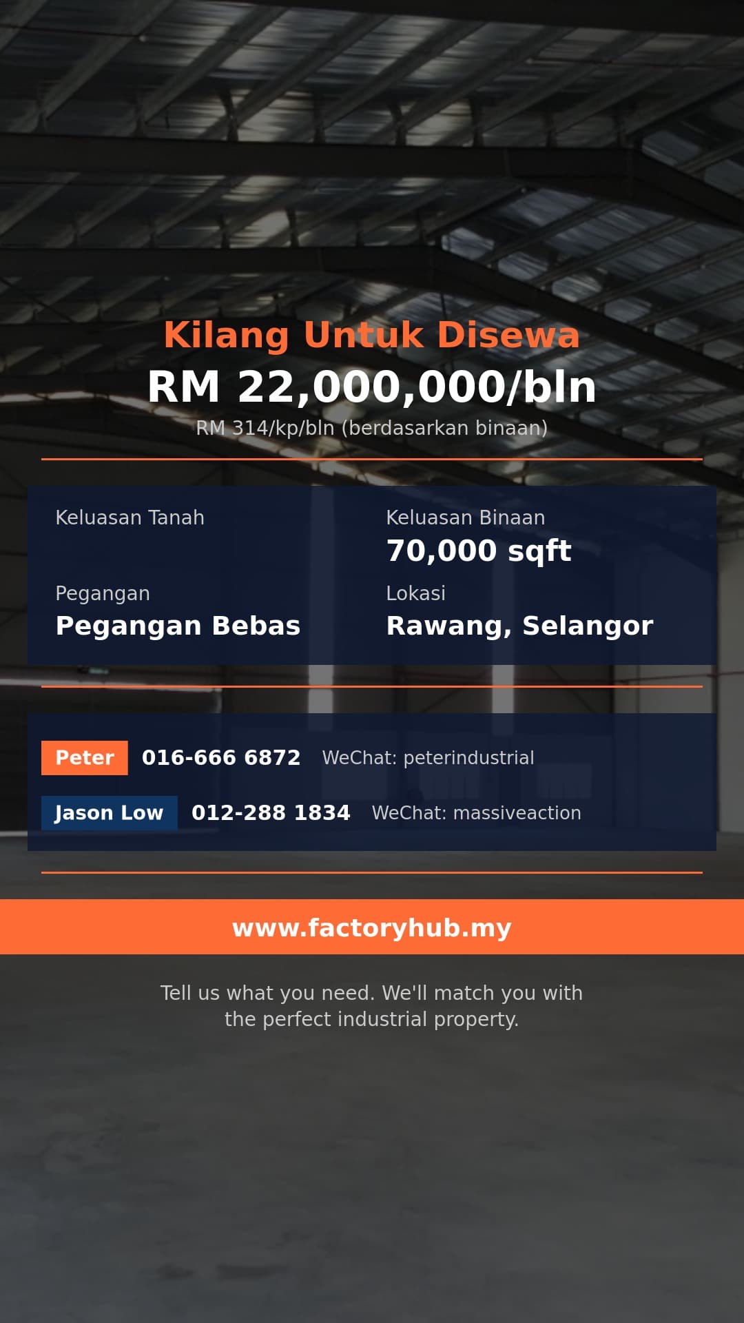 Kilang Untuk Disewa - Kilang Sesebuah untuk Disewa di Industri Rawang Integrated, Rawang - Rawang, Selangor Kilang Untuk Disewa - Kilang Sesebuah untuk Disewa di Industri Rawang Integrated, Rawang - Rawang, Selangor