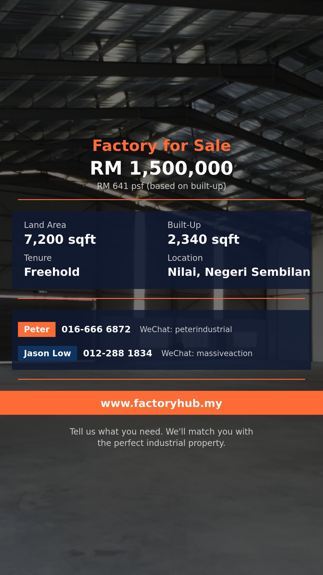 Factory For Sale - RM1.5M Freehold Factory Warehouse for Sale in Nilai – 7200sf - Nilai, Negeri Sembilan Factory For Sale - RM1.5M Freehold Factory Warehouse for Sale in Nilai – 7200sf - Nilai, Negeri Sembilan