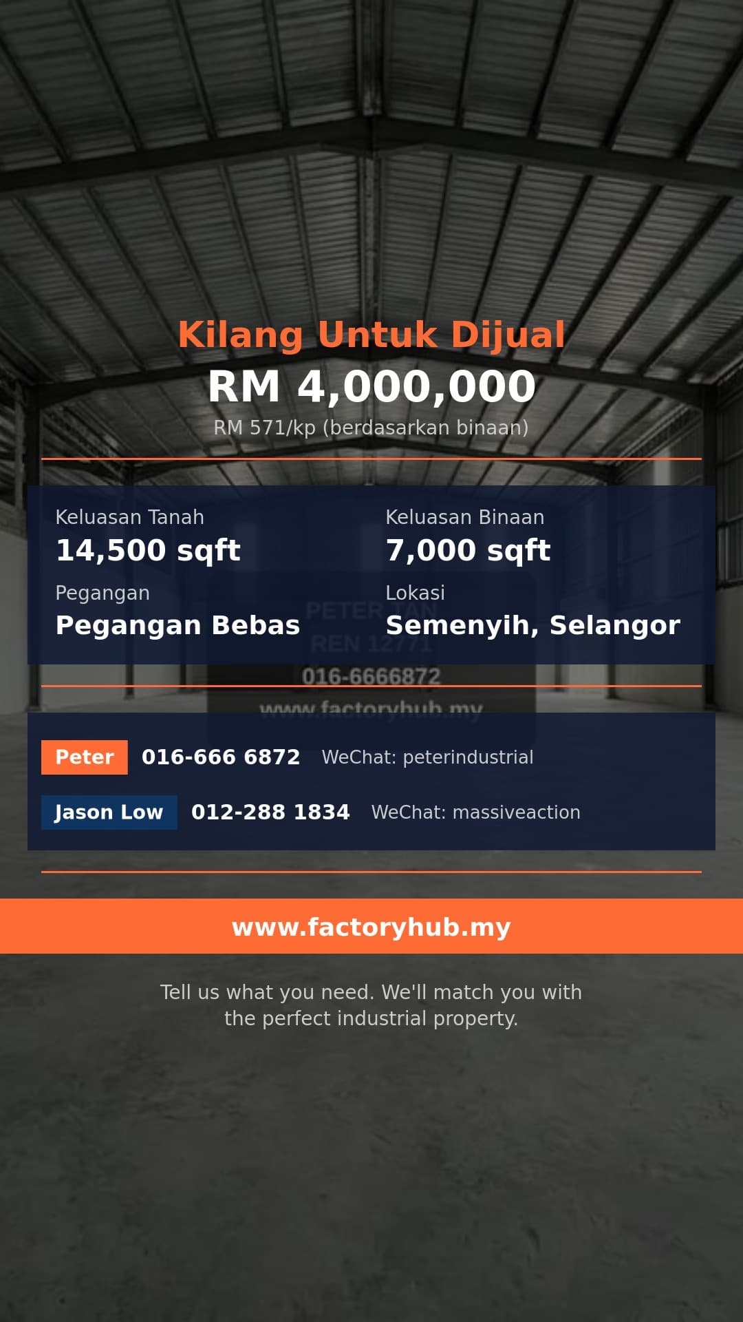 Kilang Untuk Dijual - RM4J Pegangan Bebas Kilang Berkembar untuk Dijual di Sungai Lalang, - Semenyih, Selangor Kilang Untuk Dijual - RM4J Pegangan Bebas Kilang Berkembar untuk Dijual di Sungai Lalang, - Semenyih, Selangor