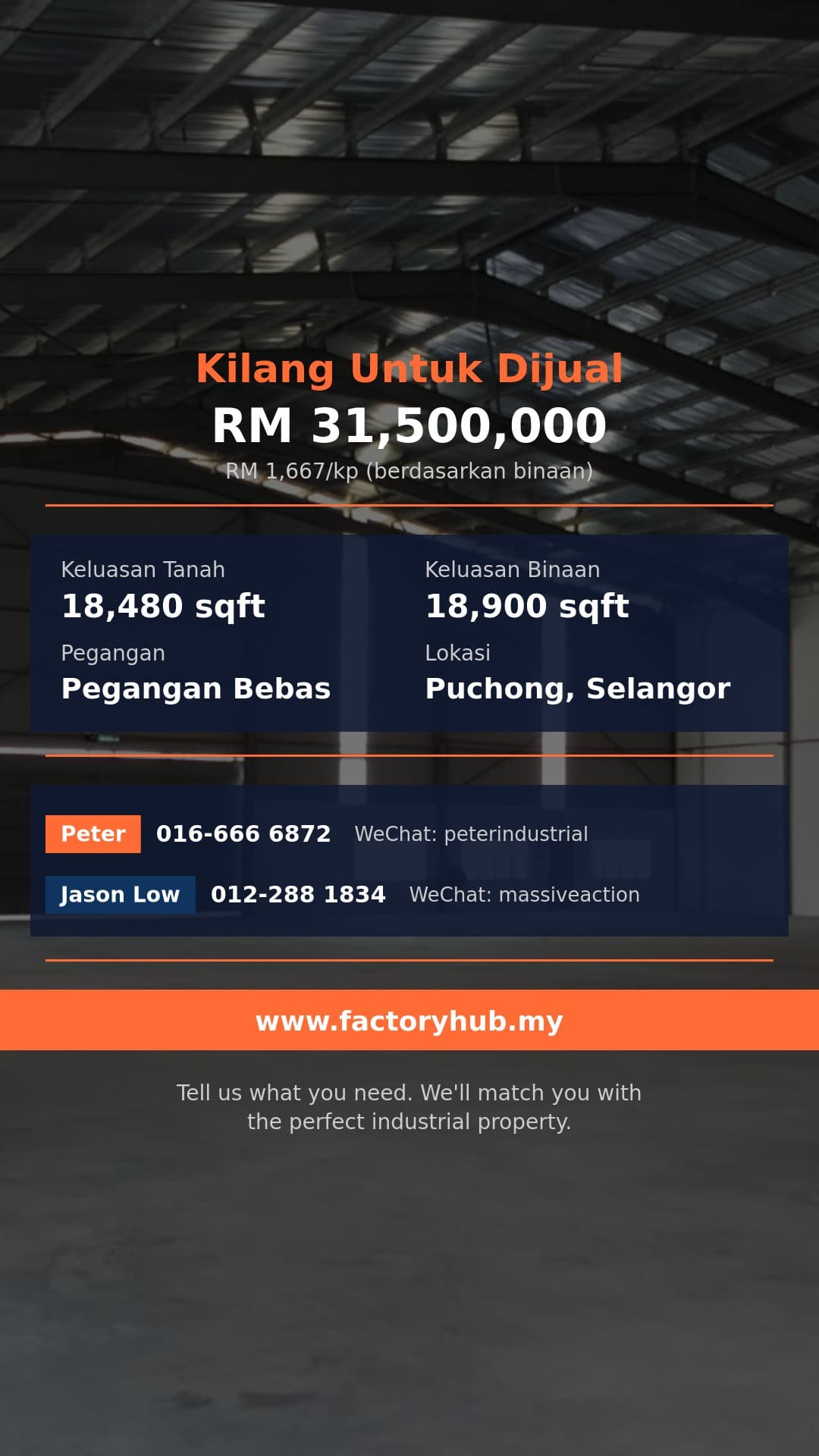 Kilang Untuk Dijual - Pegangan Bebas Gudang Berkembar Dijual di Meranti Jaya, Puchong - Puchong, Selangor Kilang Untuk Dijual - Pegangan Bebas Gudang Berkembar Dijual di Meranti Jaya, Puchong - Puchong, Selangor