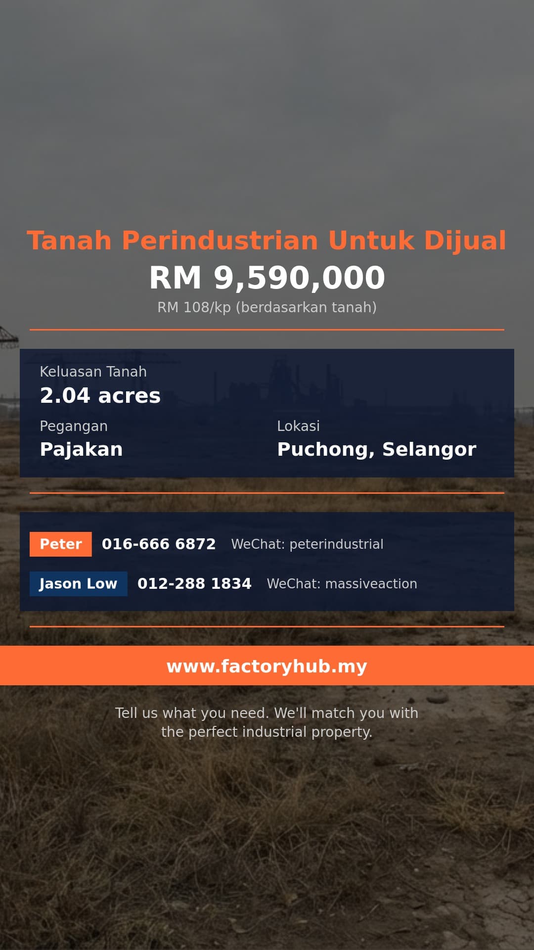 Tanah Untuk Dijual - 16 Sierra, Puchong Tanah Perindustrian Dijual – RM11.72J 2.04ekar - Puchong, Selangor Tanah Untuk Dijual - 16 Sierra, Puchong Tanah Perindustrian Dijual – RM11.72J 2.04ekar - Puchong, Selangor