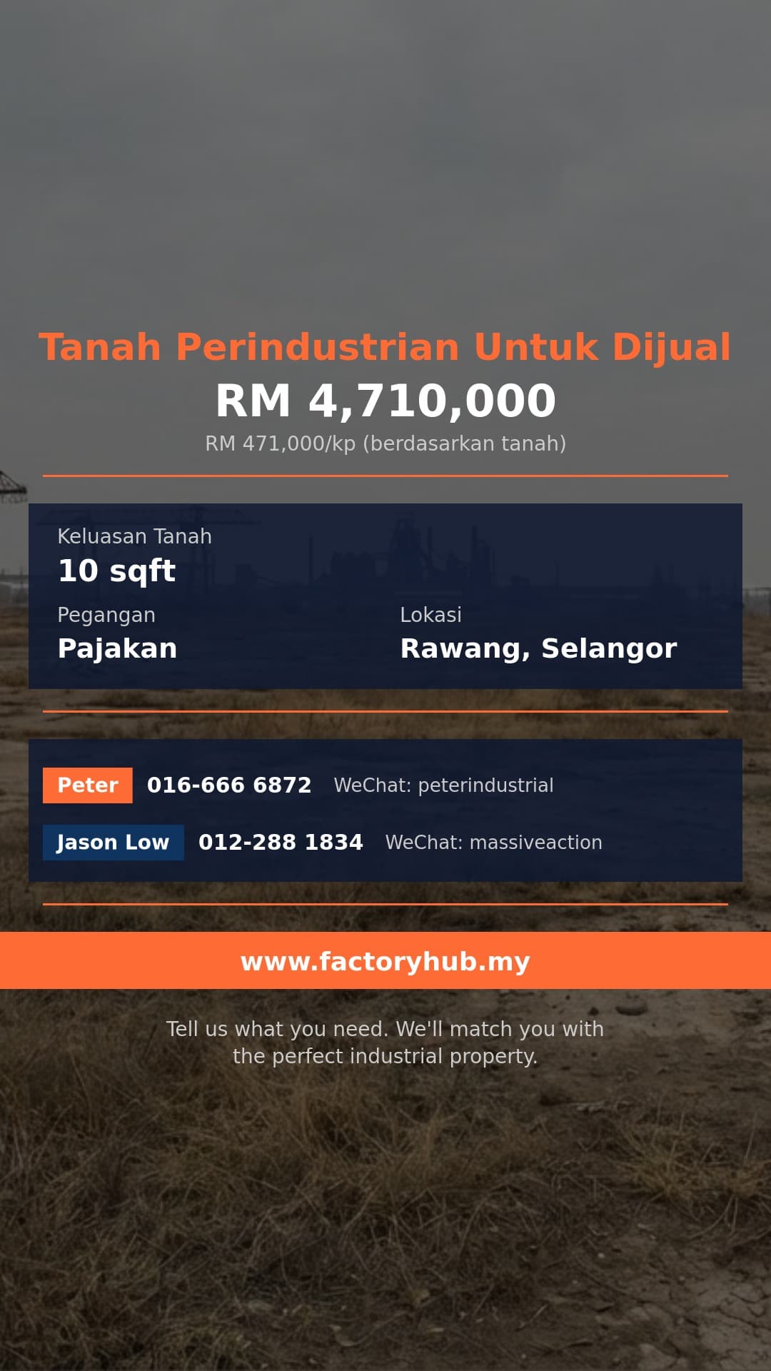 Tanah Untuk Dijual - RM4.71J Tanah Perindustrian untuk Dijual di Serendah – 10kp - Rawang, Selangor Tanah Untuk Dijual - RM4.71J Tanah Perindustrian untuk Dijual di Serendah – 10kp - Rawang, Selangor