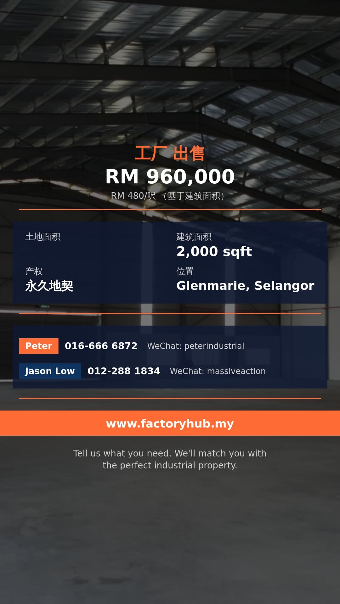 工厂 出售 - 雪兰莪Glenmarie永久地契排屋式工厂出售 – RM96万 2000呎 - Glenmarie, Selangor 工厂 出售 - 雪兰莪Glenmarie永久地契排屋式工厂出售 – RM96万 2000呎 - Glenmarie, Selangor