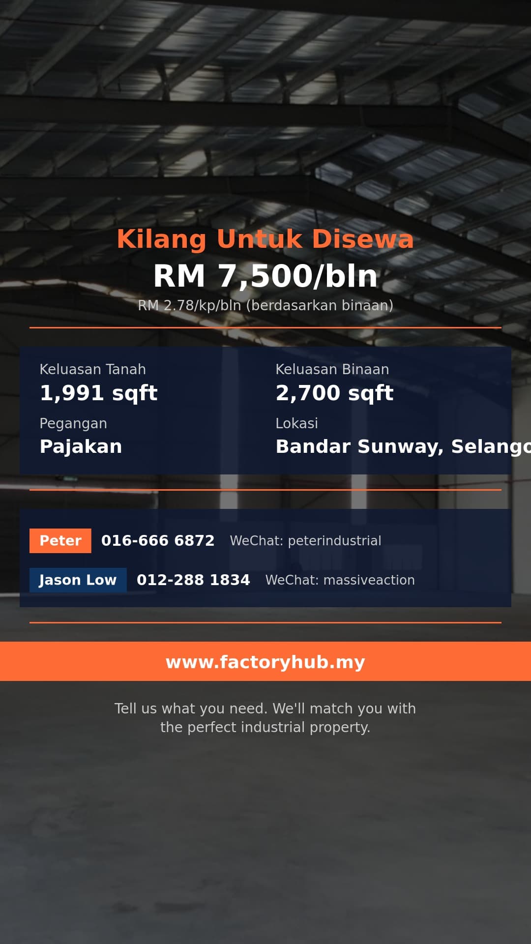 Kilang Untuk Disewa - RM7500/bln Kilang Teres untuk Disewa di Bandar Sunway – 2700kp - Bandar Sunway, Selangor Kilang Untuk Disewa - RM7500/bln Kilang Teres untuk Disewa di Bandar Sunway – 2700kp - Bandar Sunway, Selangor
