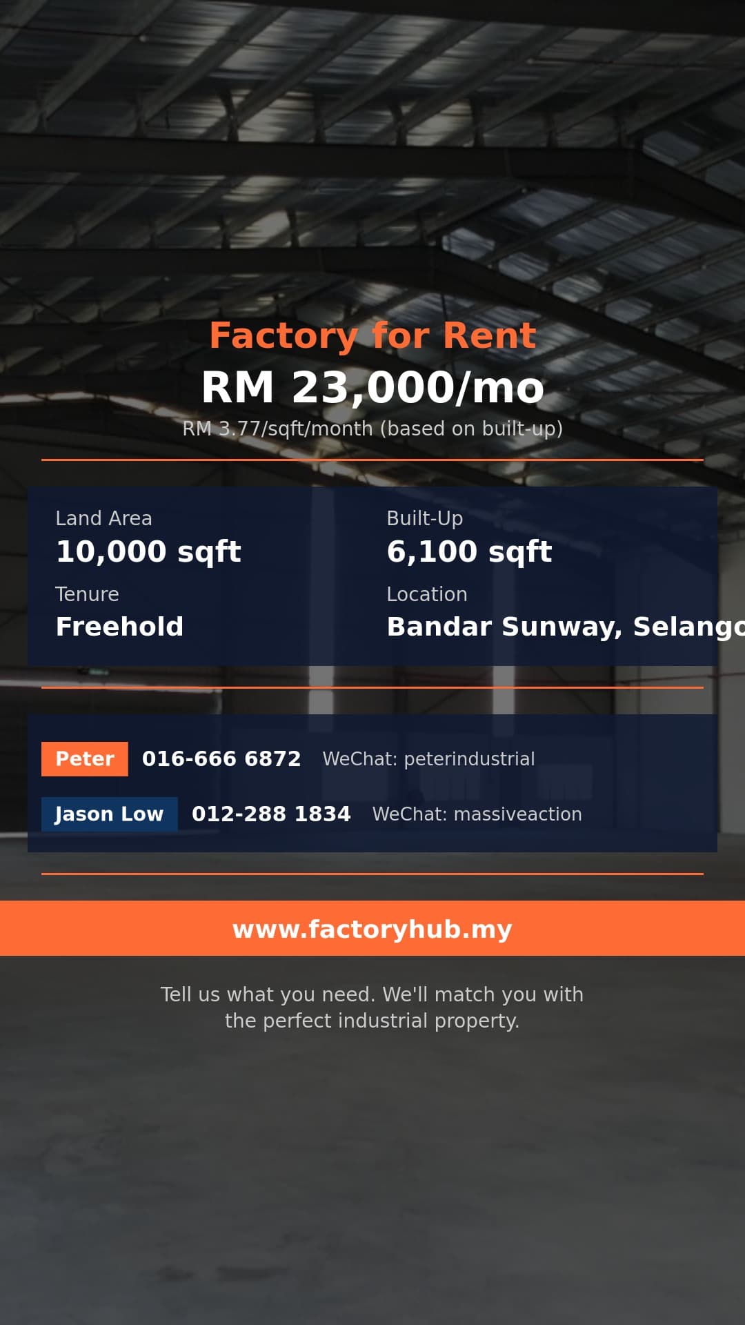 Factory For Rent - Detached Factory for Rent in Bandar Sunway – RM23K/mo 6100sf - Bandar Sunway, Selangor Factory For Rent - Detached Factory for Rent in Bandar Sunway – RM23K/mo 6100sf - Bandar Sunway, Selangor